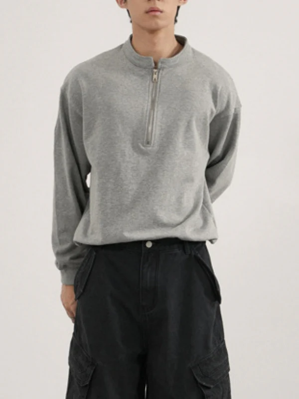 Retro Loose-fit Boxy Half Zipper Sweatshirts&Hoodies - Image 4