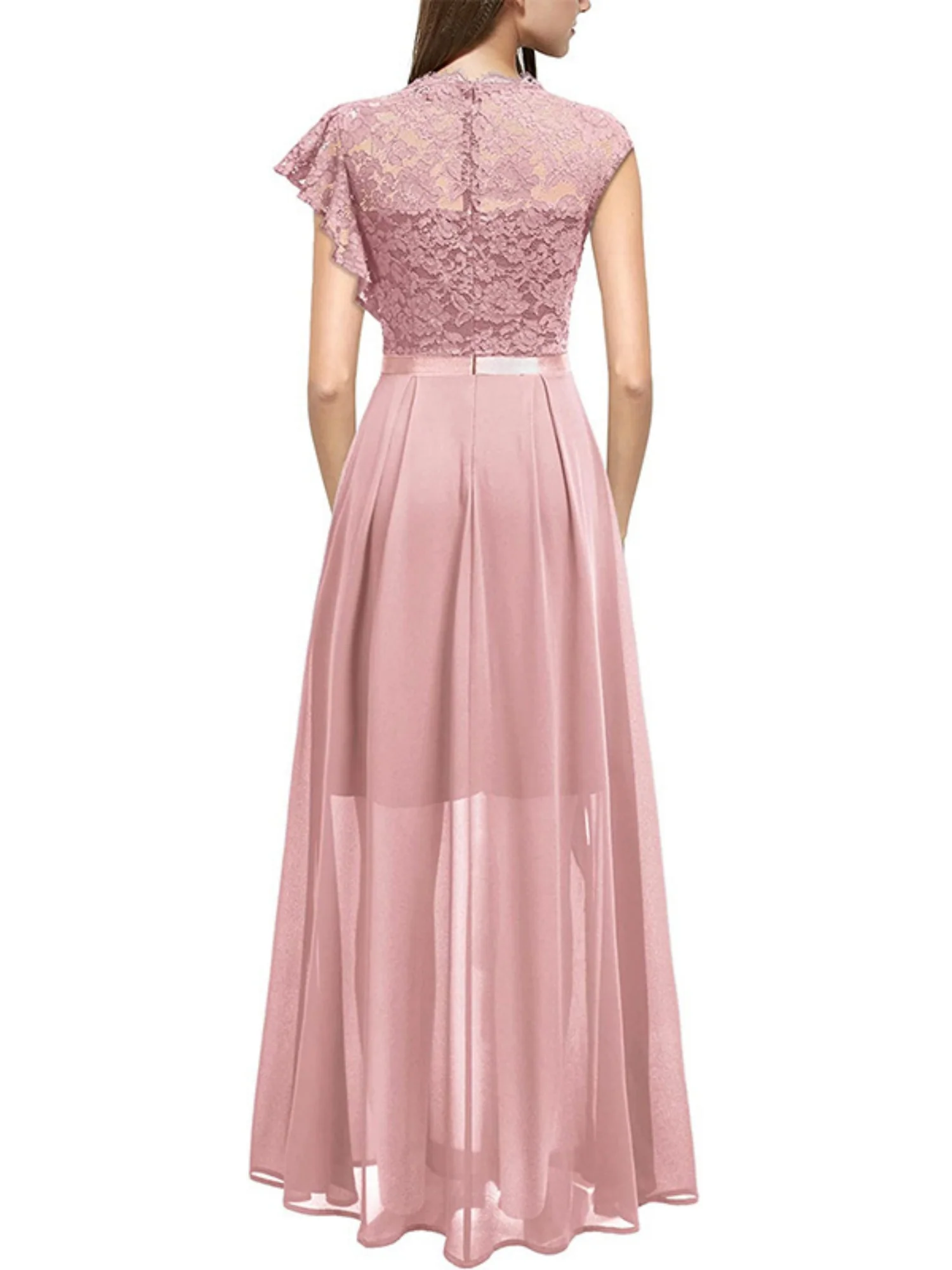 Lace Cutout Lace Patchwork Short-sleeved Long Dress - Image 2