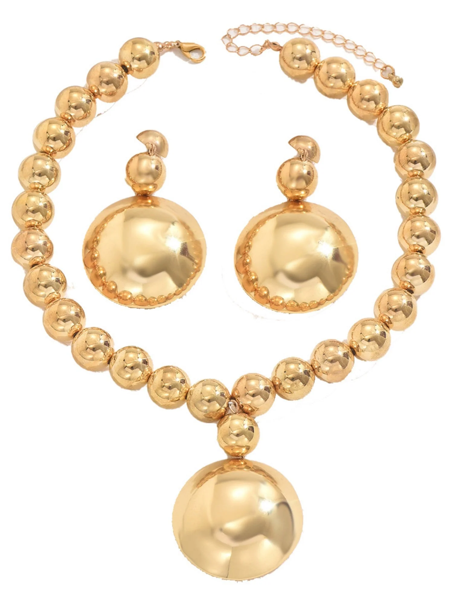 Metal Beads Necklace And Earrings Jewelry Sets - Image 4