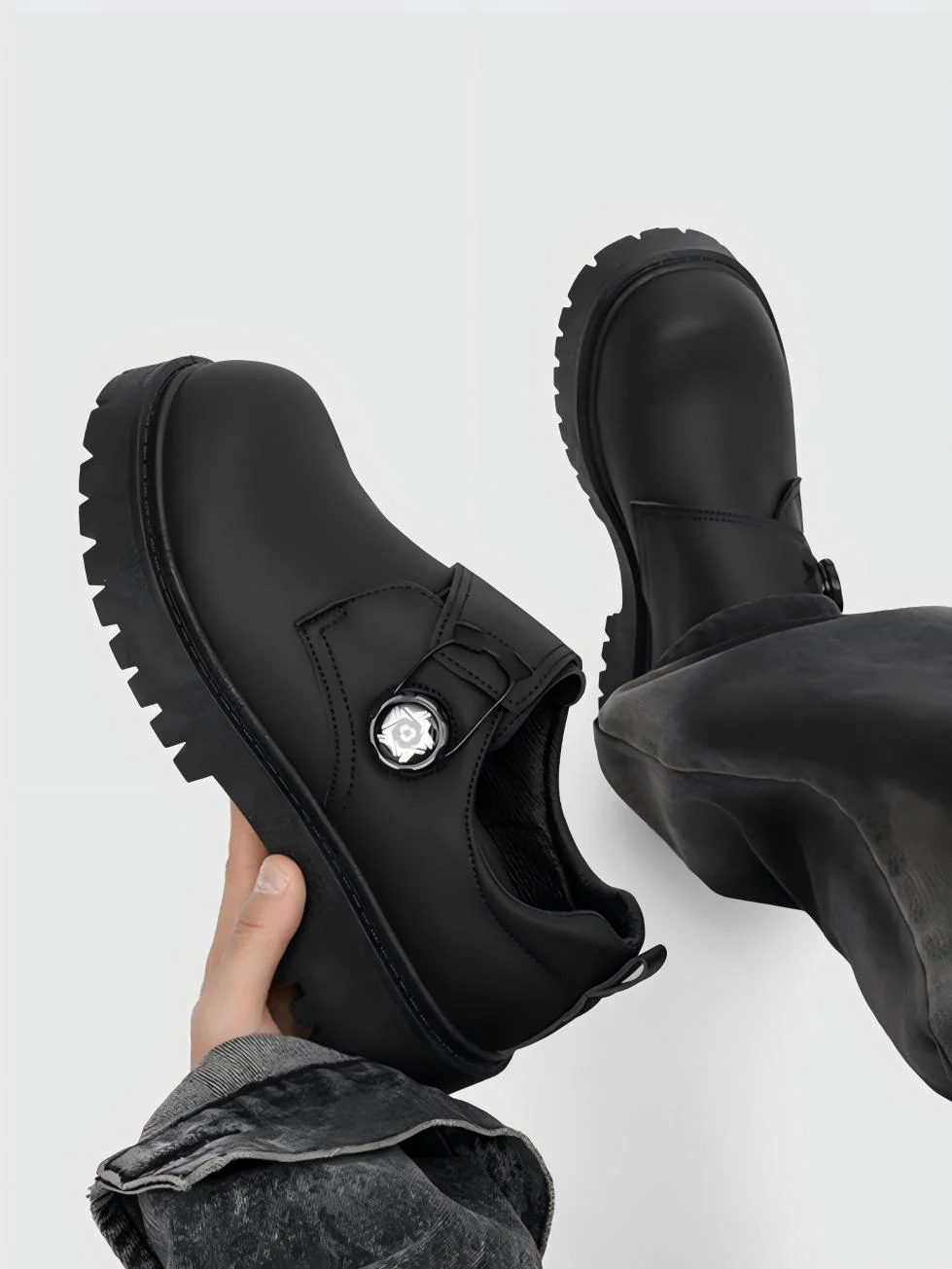 Big-head Retro Platform Derby Shoes - Image 2