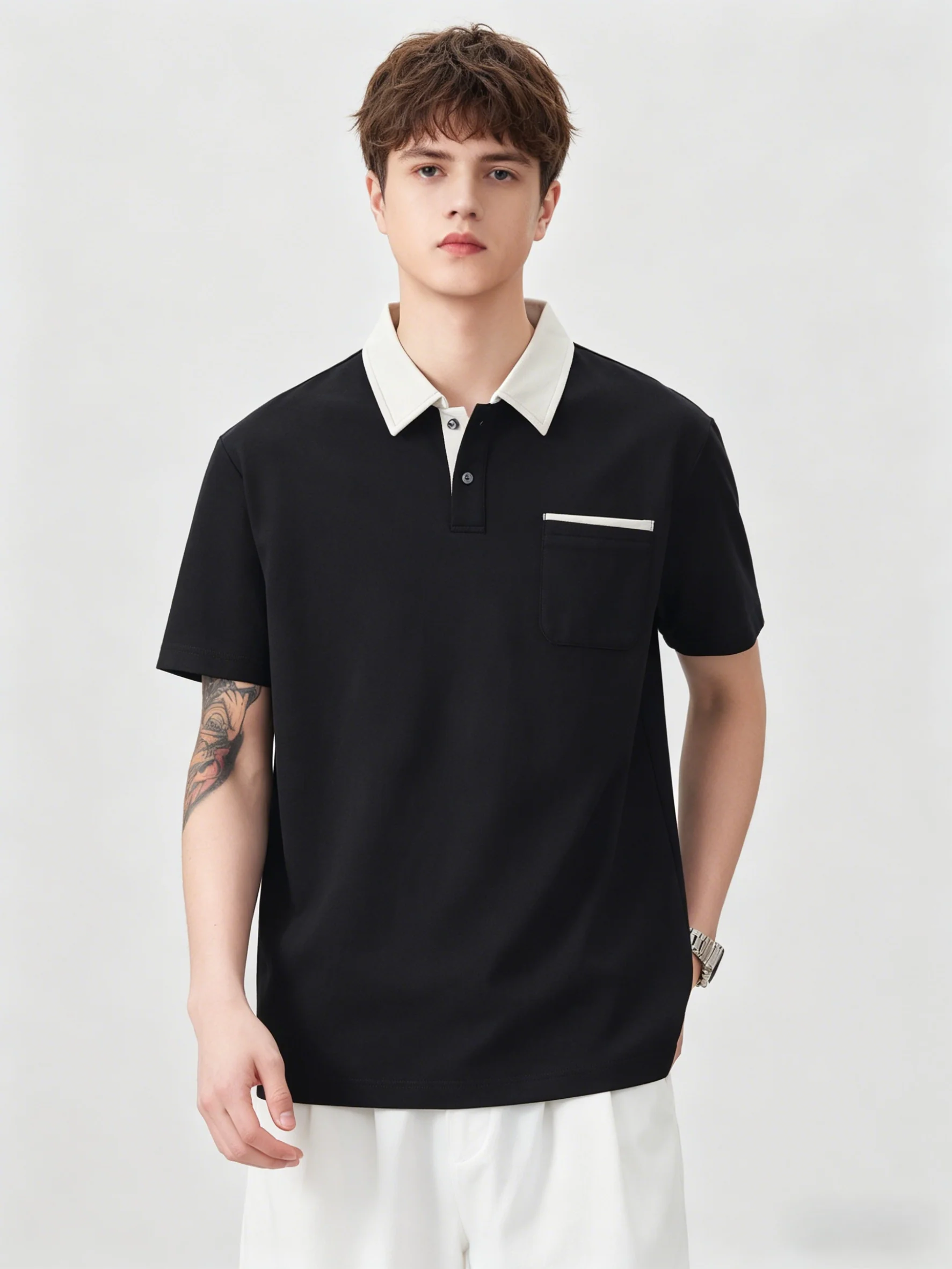 Color-blocked Leisure Polo Shirt
