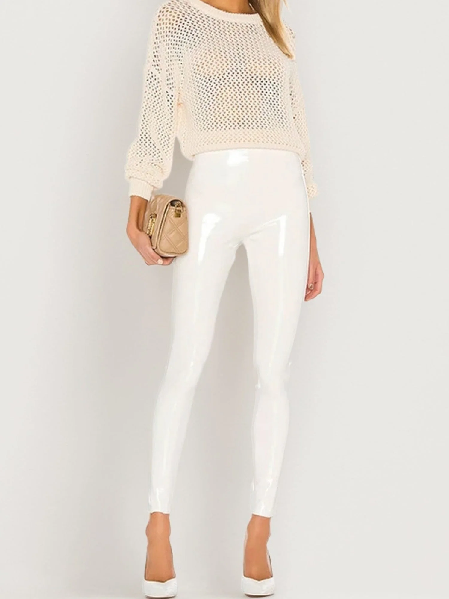 Glossy PU Leather Pencil Pants Pants - Image 7