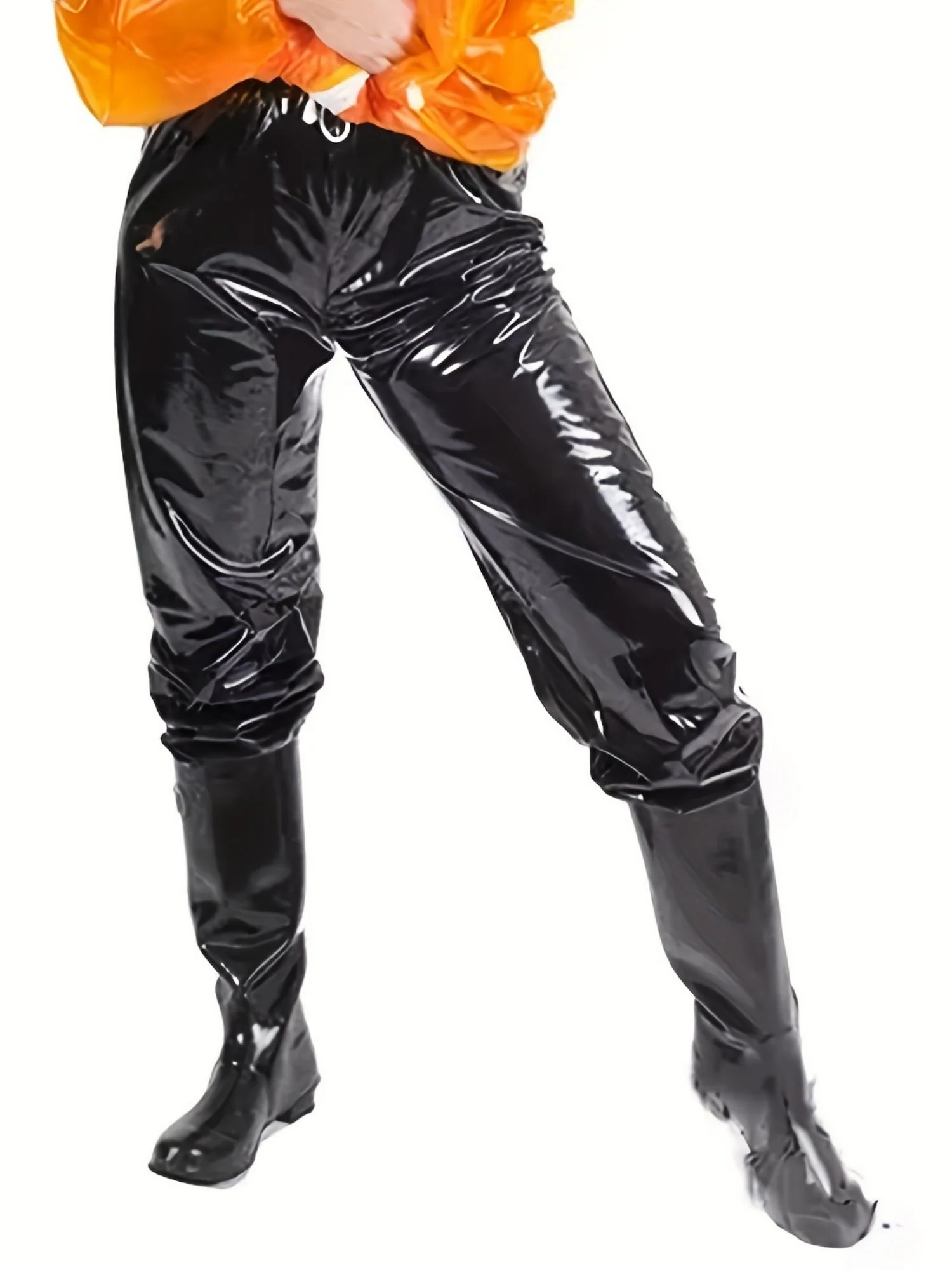 Glossy PU Leather Tighten Waist And Leg Cincher Pants - Image 3