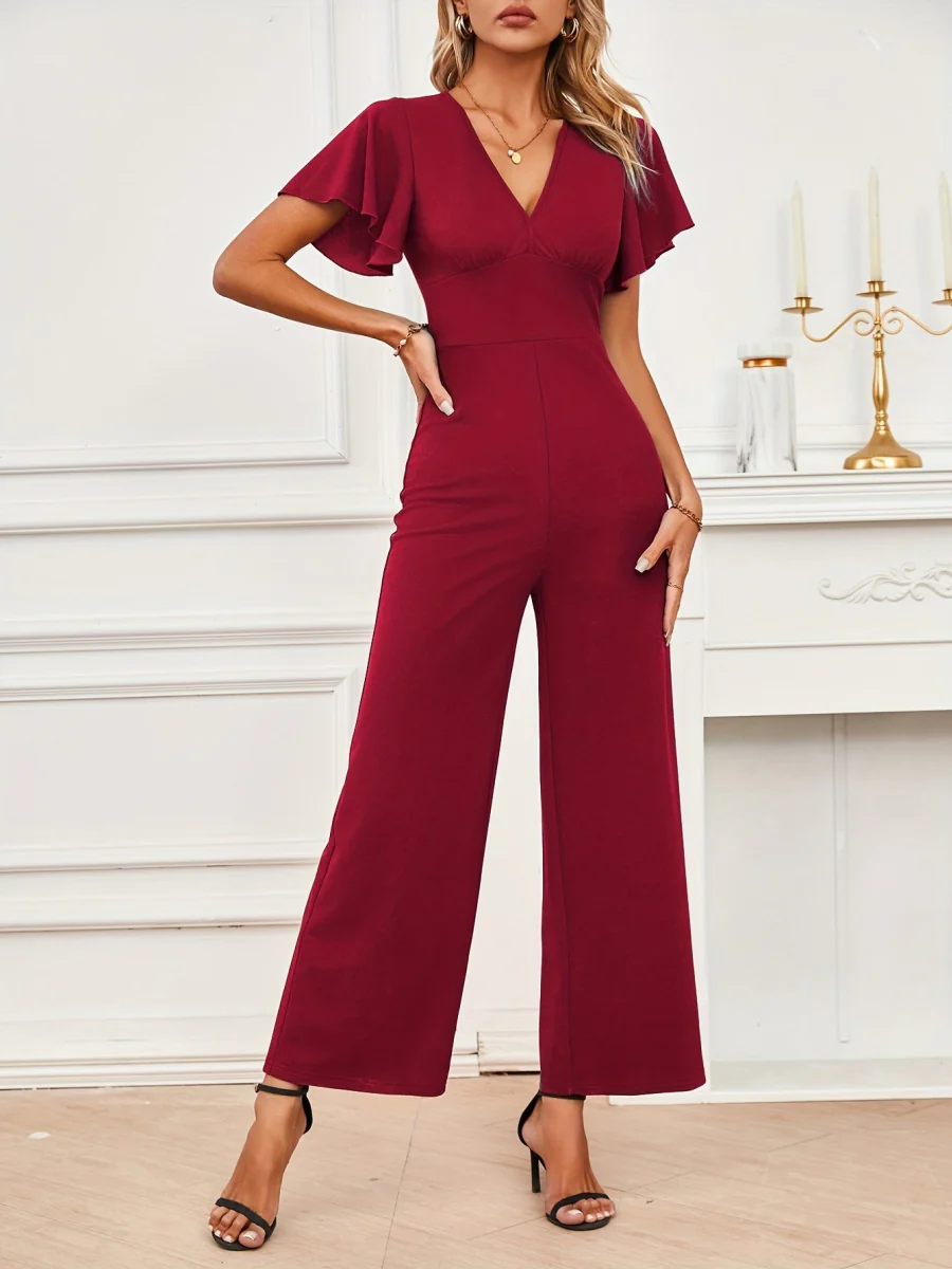 Flying Sleeves Straight-leg Pants Ruffle Jumpsuits - Image 6