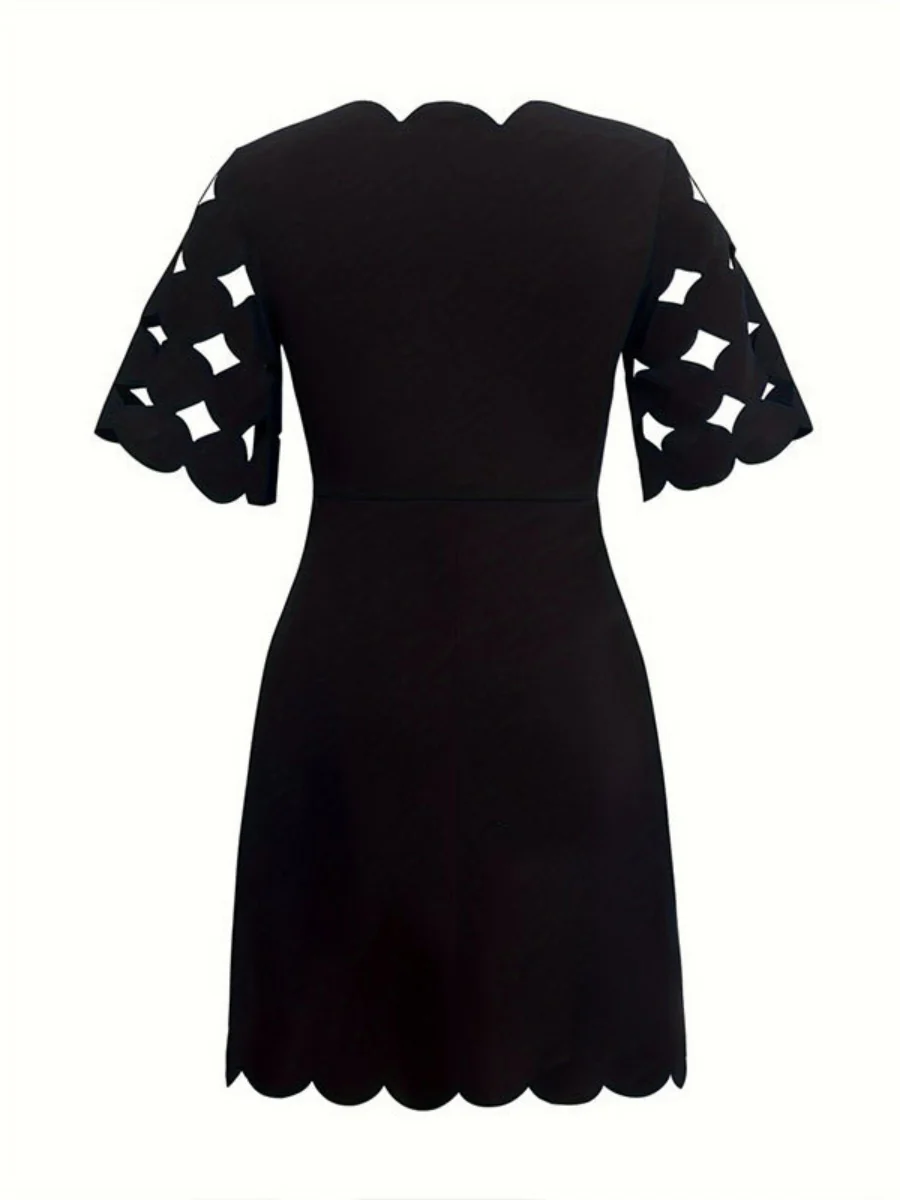 Burning Flowers Hollow Petal Edges Mini&Short Dresses - Image 3
