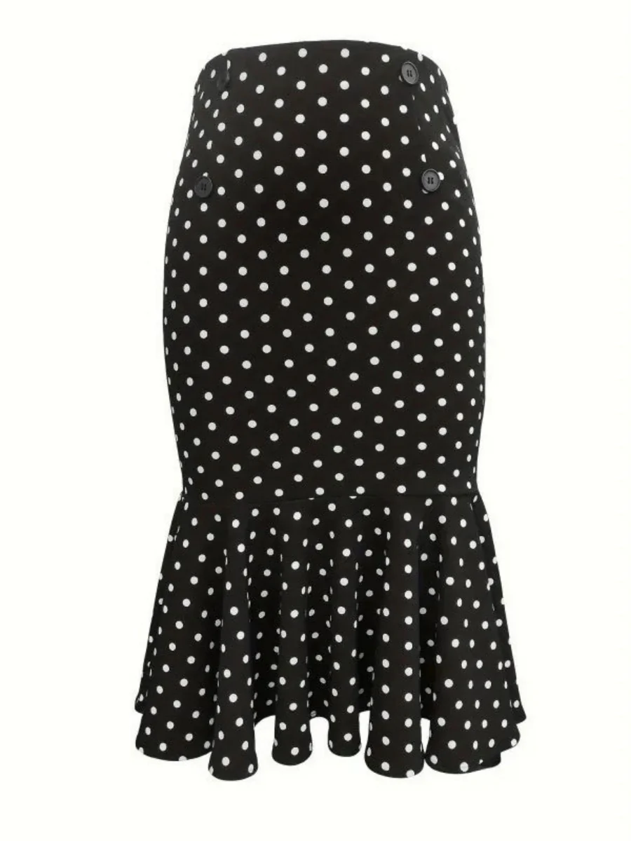 Commuting Houndstooth Hip-hugging Fishtail Skirts - Image 6