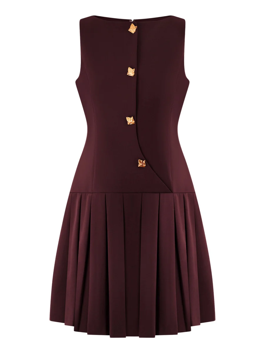 Hem Crimp Sleeveless Buttons Commuting Mini&Short Dresses - Image 14