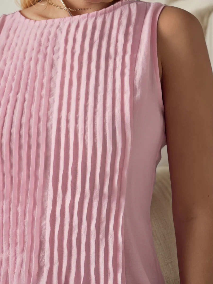 Crimp Temperament Sleeveless Big Swing Maxi Dresses - Image 4