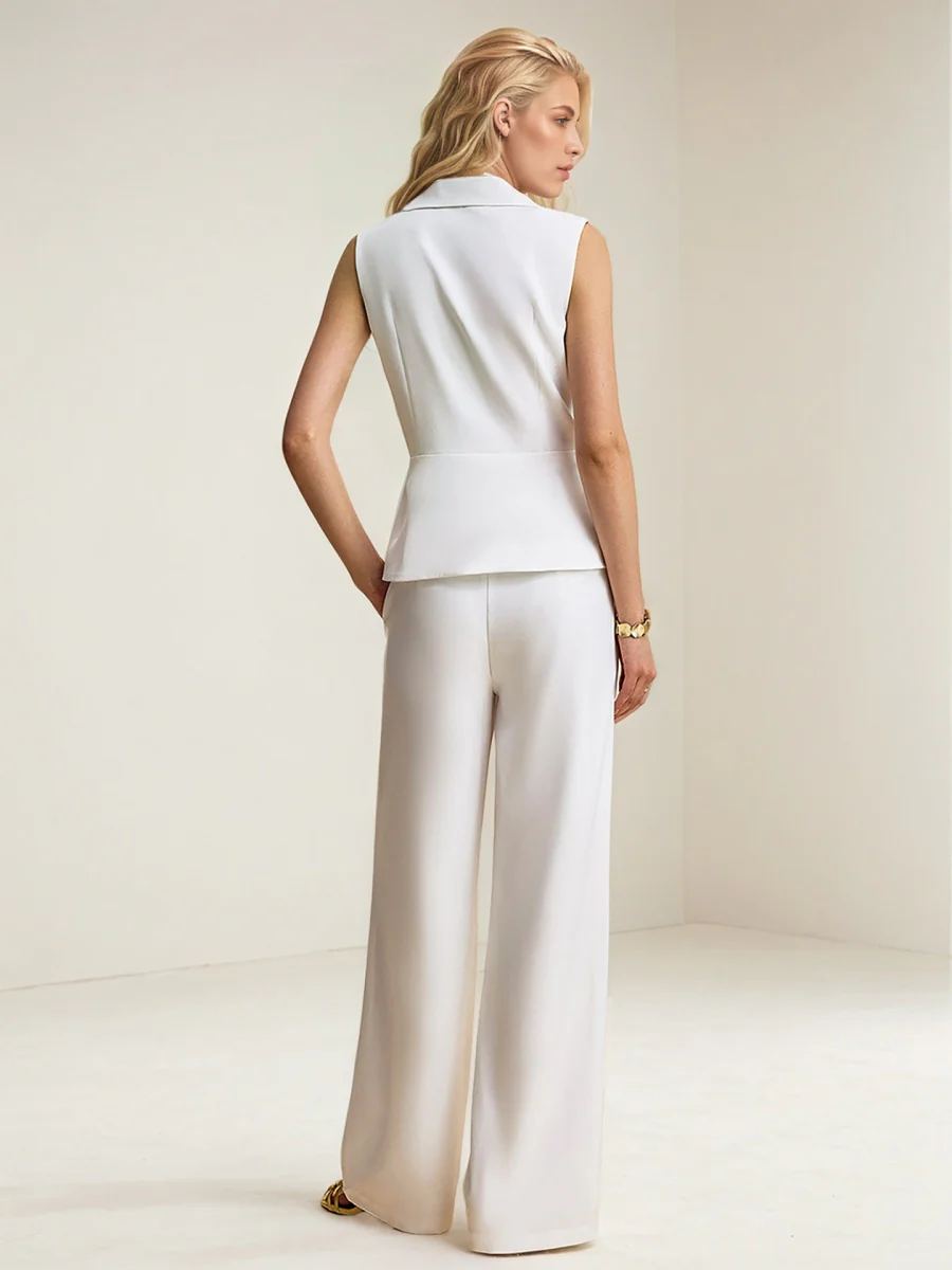 Sleeveless Shirt Advanced Pocket Straight Leg Pants Set 2-piece Sets - Image 2