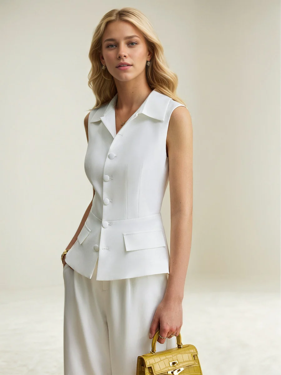 Sleeveless Shirt Advanced Pocket Straight Leg Pants Set 2-piece Sets - Image 4