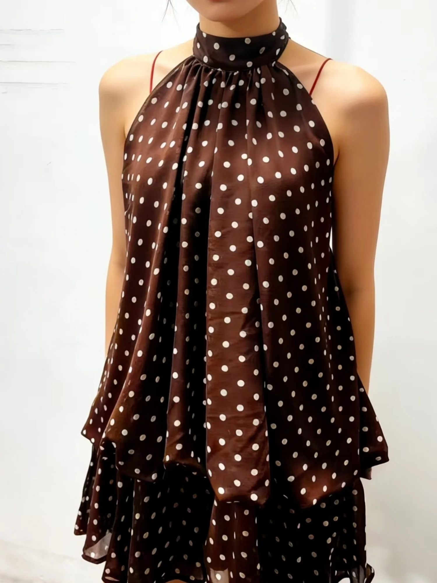 Chiffon Ruffle Halter Neck And Backless Mini&Short Dresses - Image 14