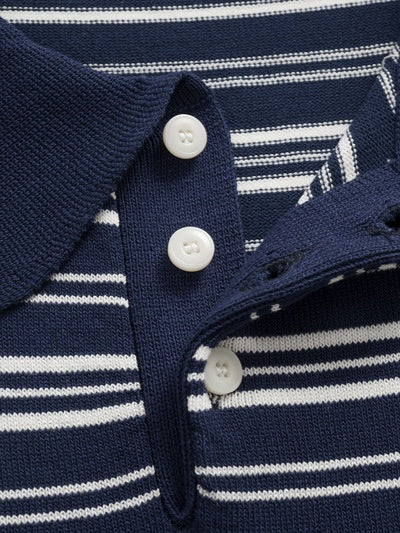 Retro Color-blocked Stripes Loose-fit POLO Shirt - Image 5