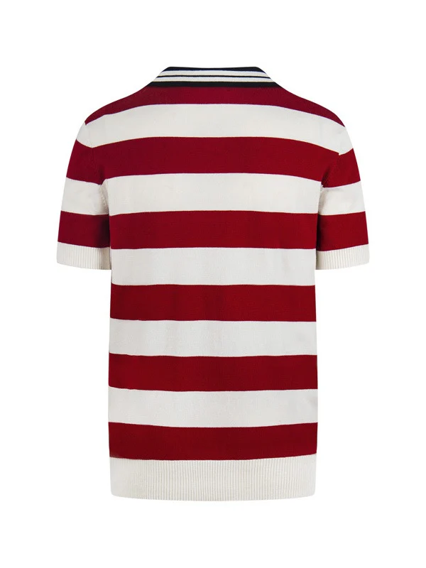 Retro College Style Color-blocked Stripes POLO Shirt - Image 3