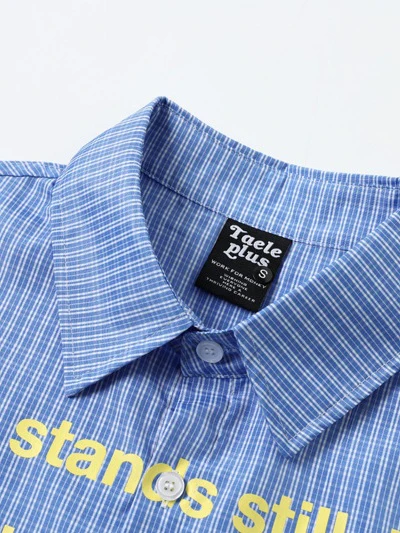 Hip Hop Letter Printed Plaid Loose-fit Shirts - Image 4
