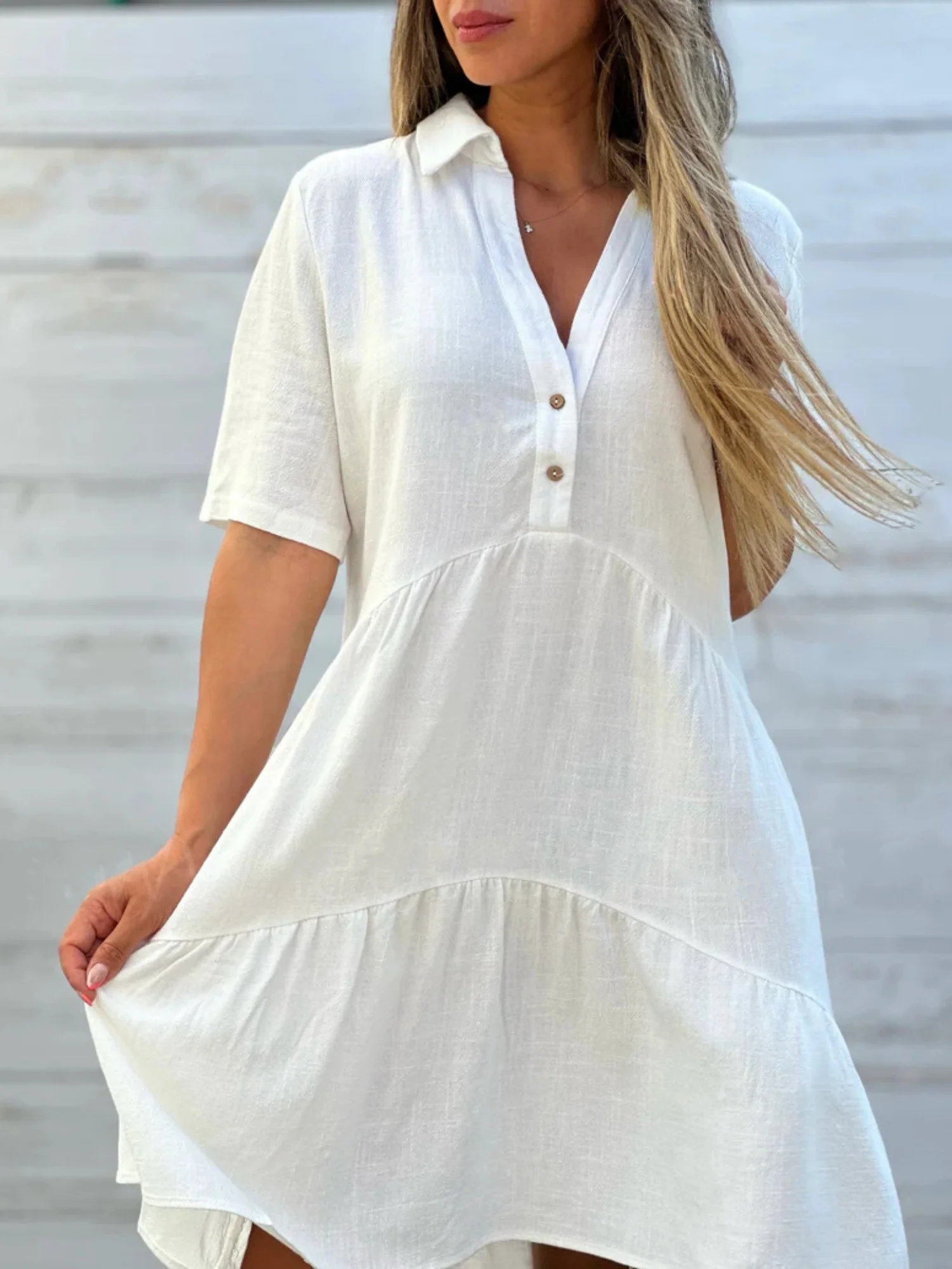 Lapel Loose, Full Skirt Mini&Short Dresses