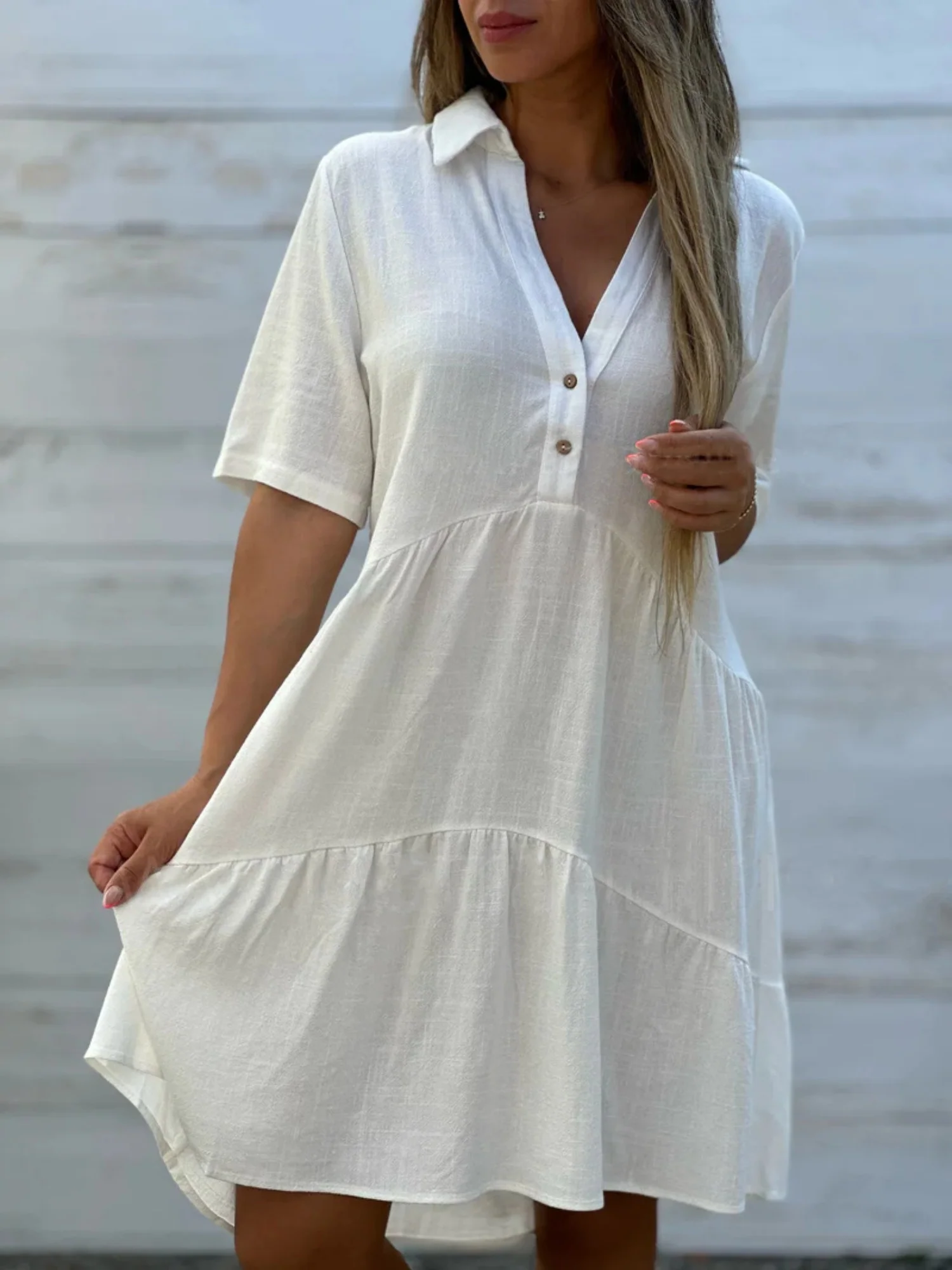 Lapel Loose, Full Skirt Mini&Short Dresses - Image 2