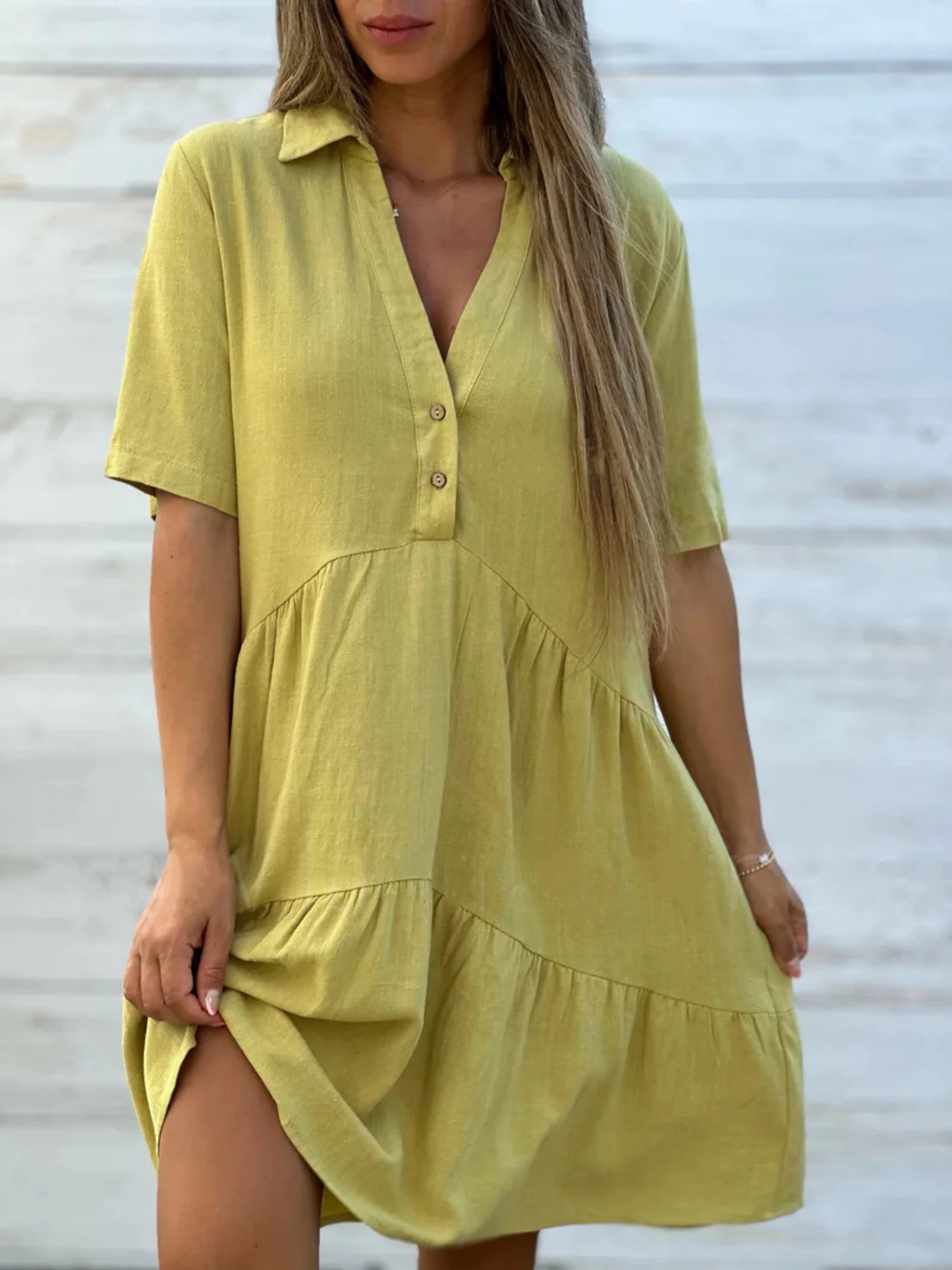 Lapel Loose, Full Skirt Mini&Short Dresses - Image 4