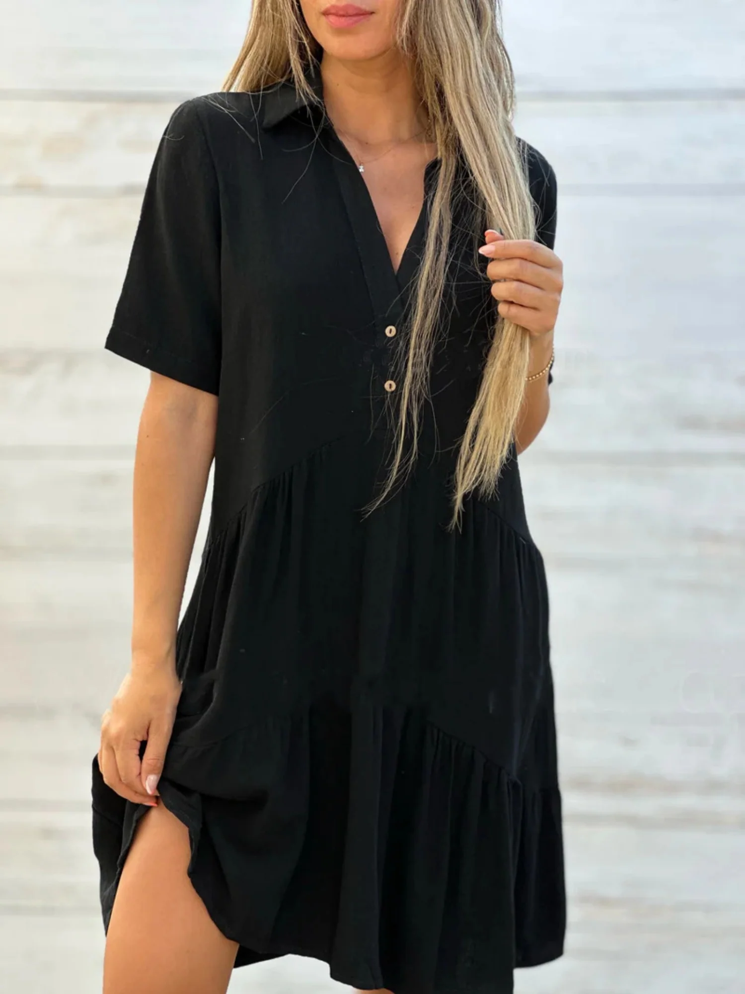 Lapel Loose, Full Skirt Mini&Short Dresses - Image 5