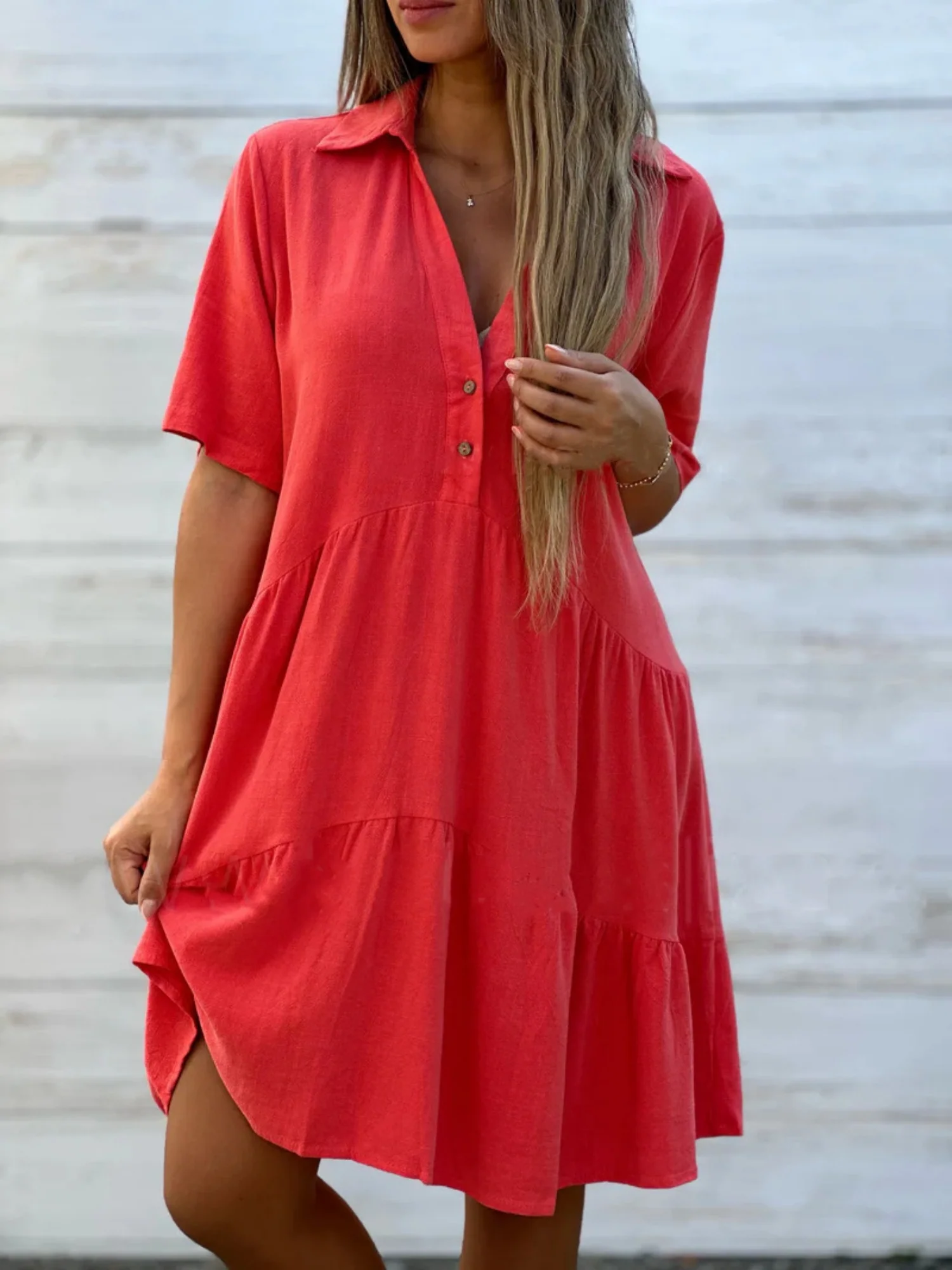 Lapel Loose, Full Skirt Mini&Short Dresses - Image 6