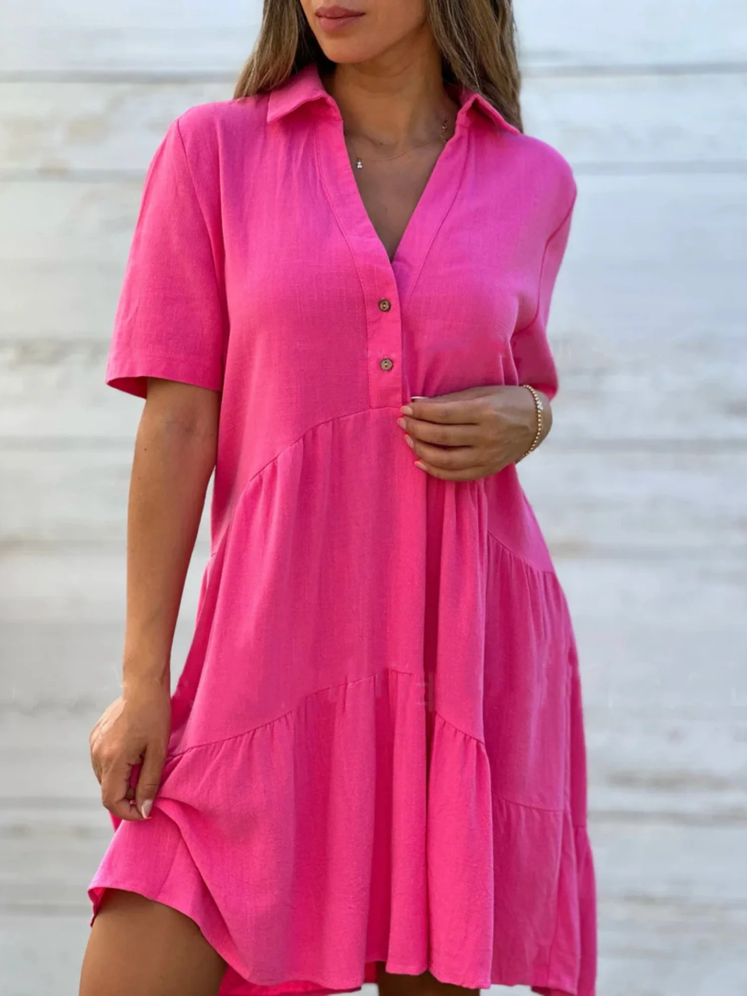 Lapel Loose, Full Skirt Mini&Short Dresses - Image 8