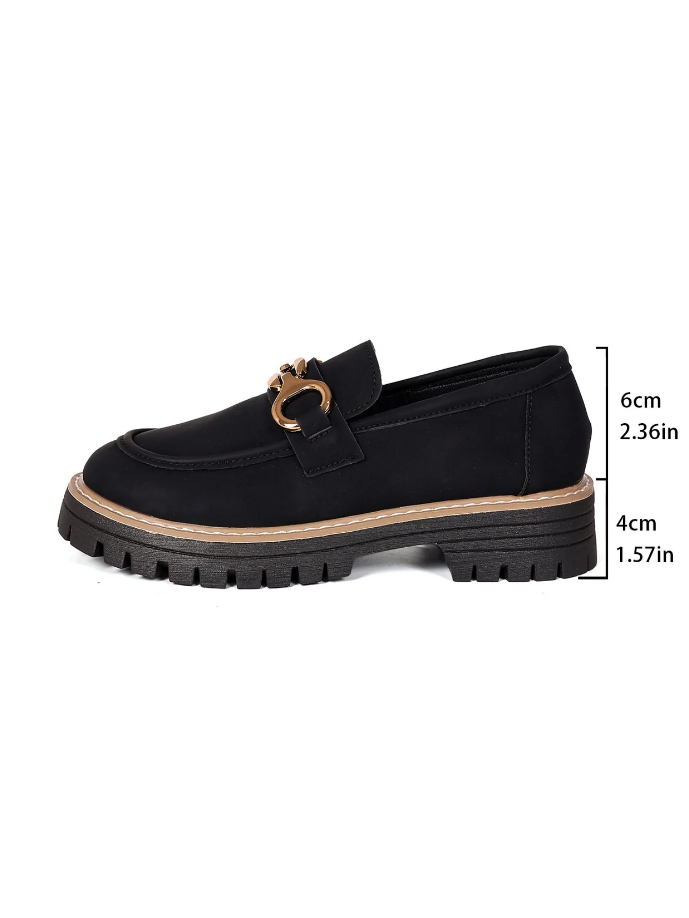Solid Color Platform Loafers With Metal Buckles - Image 2