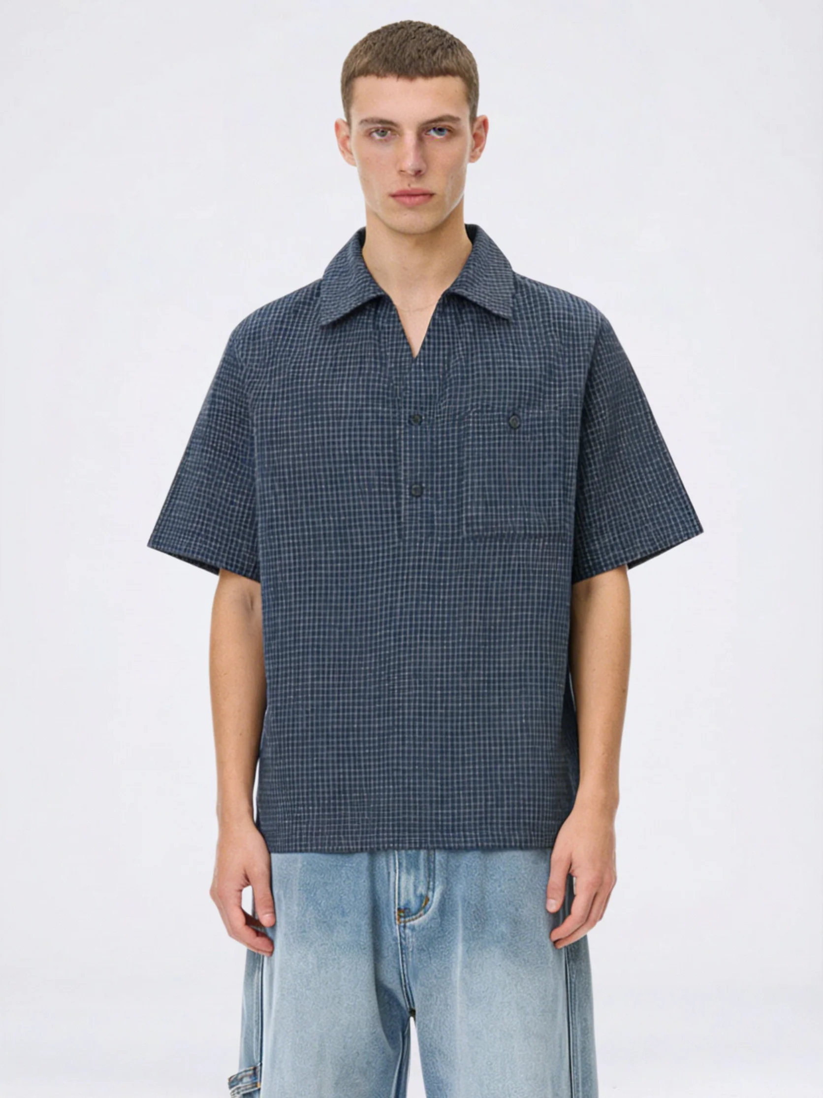 Plaid Layered-look Polo Shirt