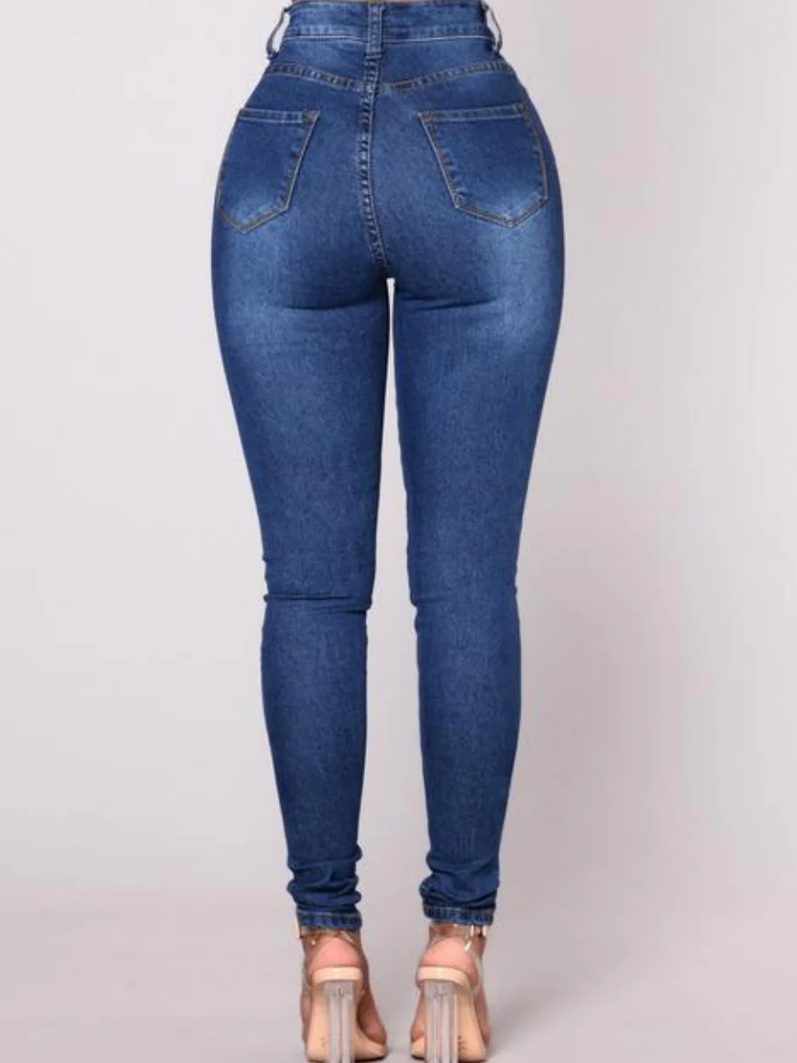 High-waisted Straight Leg Distressed Skinny Jeans - Image 2