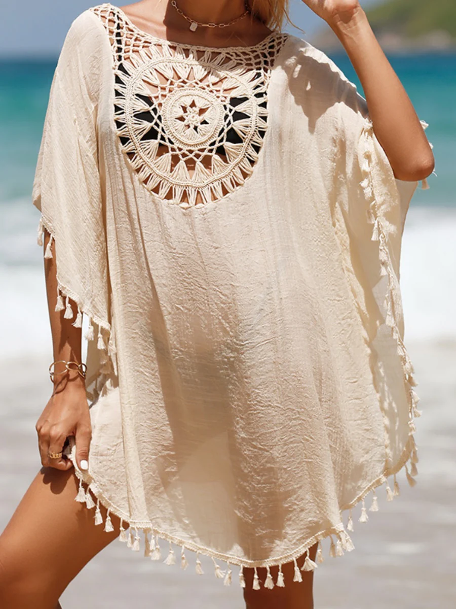 Short, Sexy Beachwear With Small Tassels For Sun Protection.