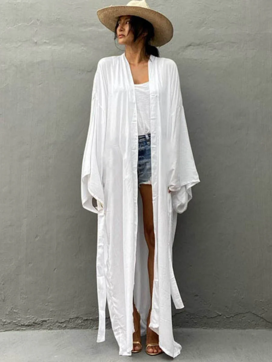 Loose-fitting Long Cardigan For Beach, Sun Protection, Beach Vacation, Bikini Cover-up, Swimwear Outerwear - Image 7