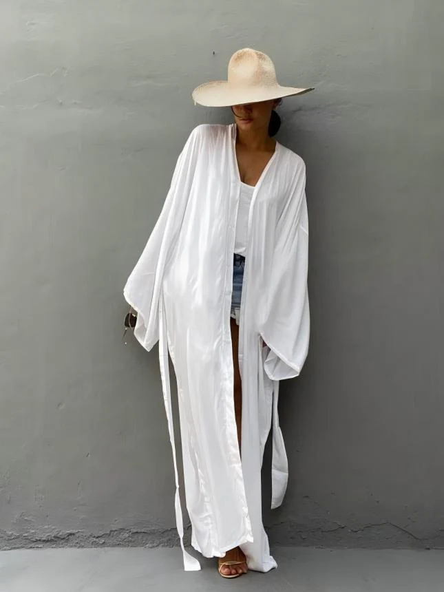 Loose-fitting Long Cardigan For Beach, Sun Protection, Beach Vacation, Bikini Cover-up, Swimwear Outerwear - Image 9