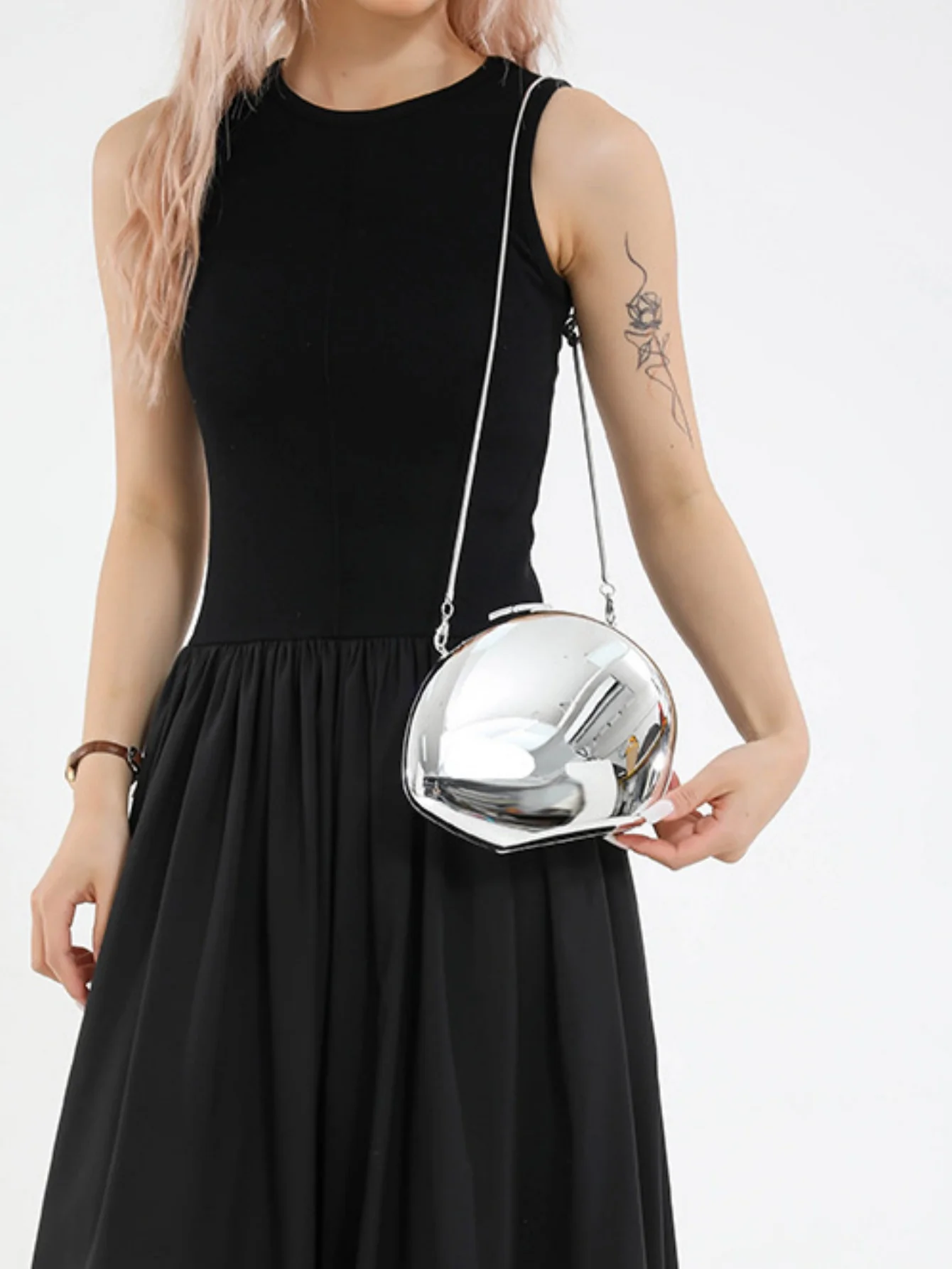 Mirrored Acrylic Evening Fashion Shoulder/Crossbody Bag - Image 2