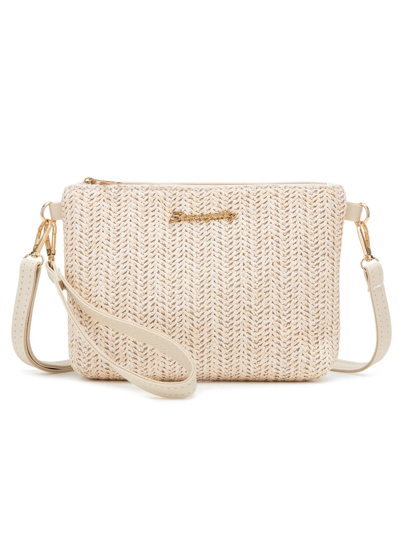 Resort Striped Straw Crossbody Bag - Image 2
