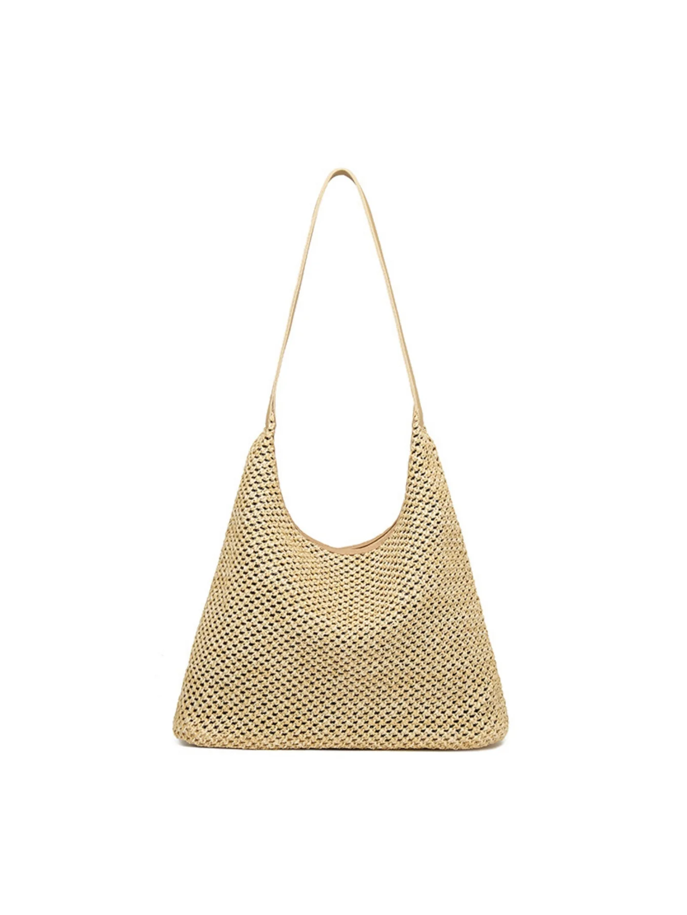 Solid Color Straw Shoulder Bag For Vacation - Image 11