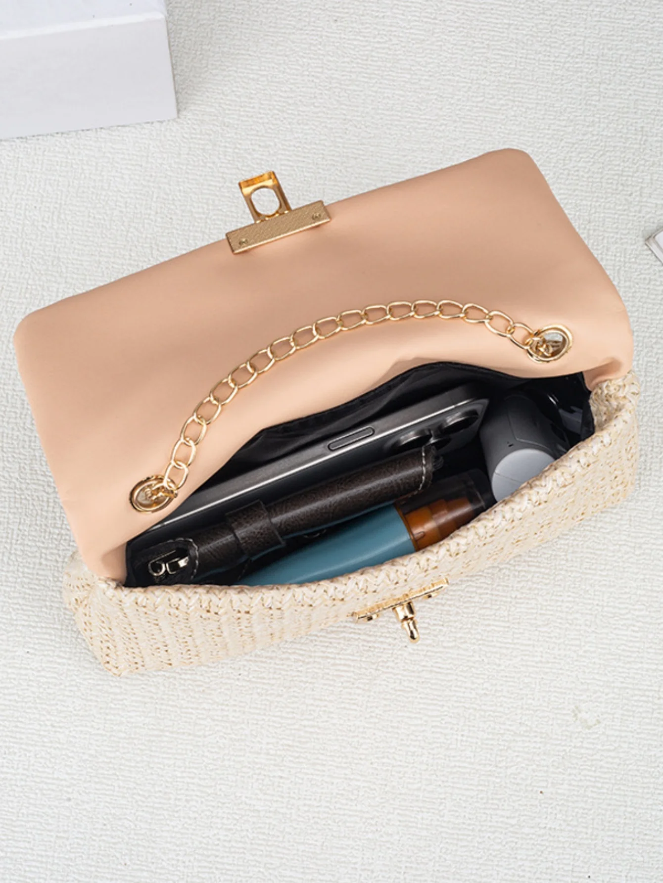 Solid Color Straw Crossbody Bag For Vacation - Image 4