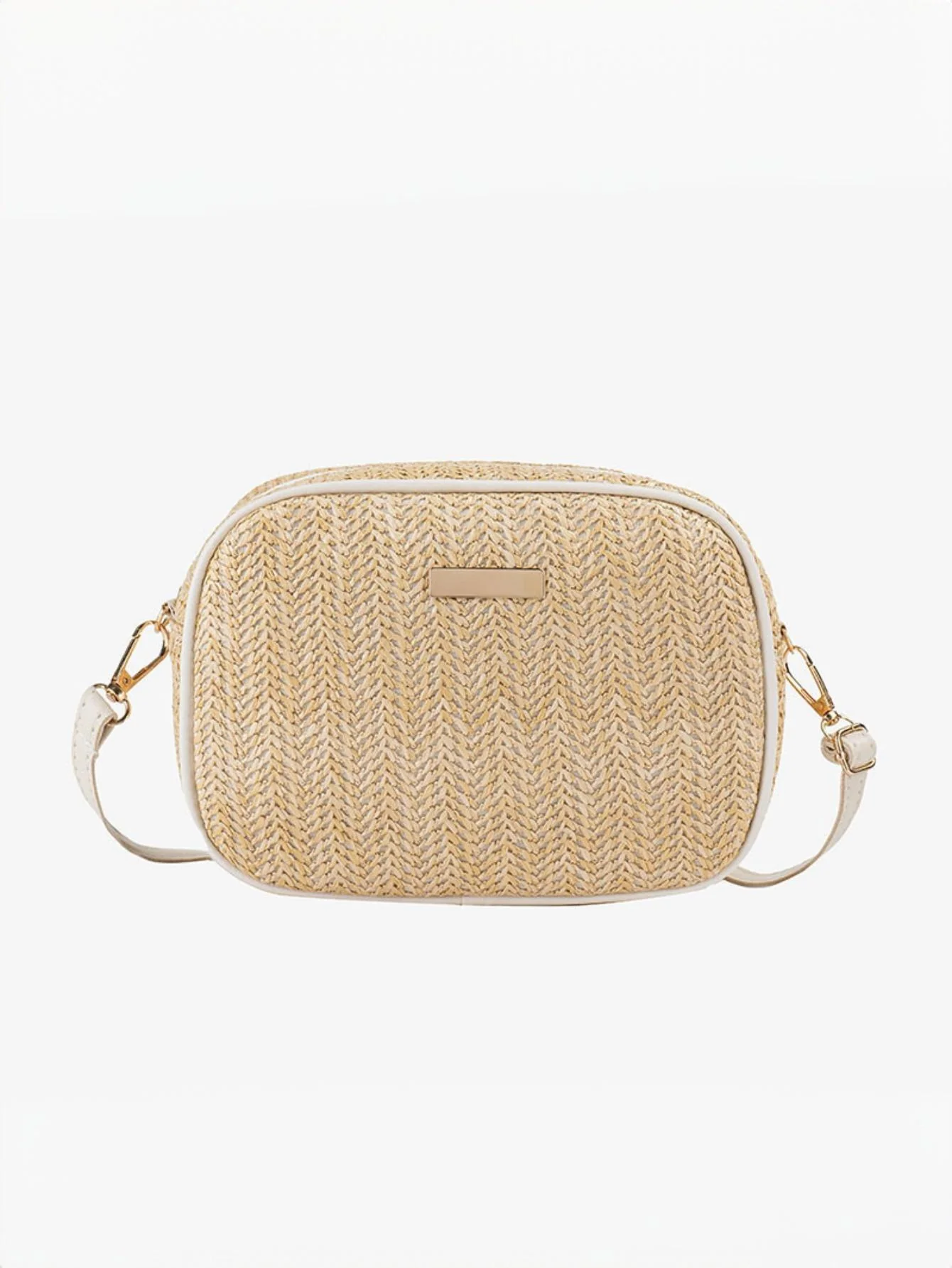 Holiday Straw Woven Oval Crossbody Bag - Image 2