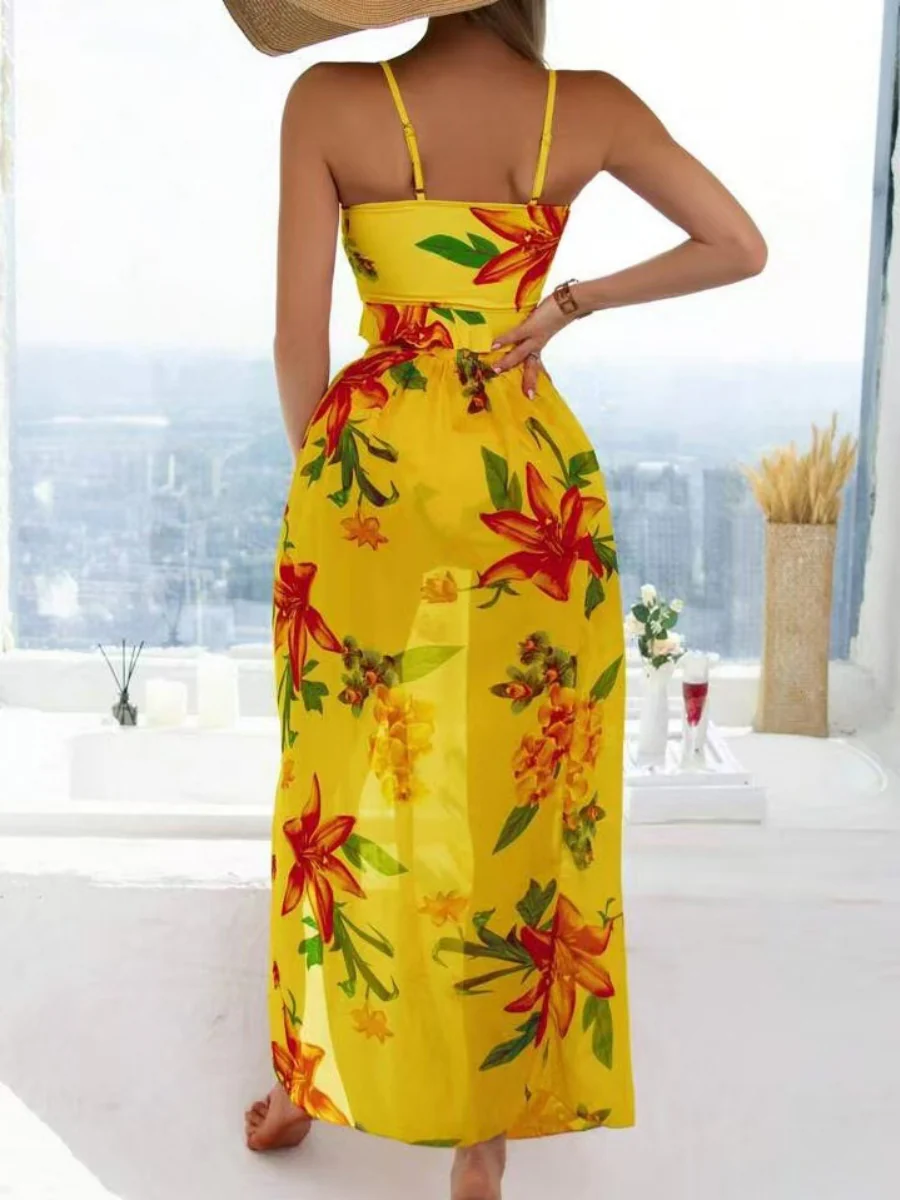 Floral Print Vacation Bikini Three-Piece Set - Image 4