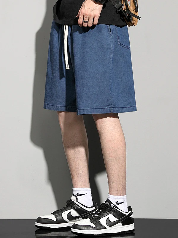 Loose-fit Straight-fit Five Points Denim Shorts - Image 7