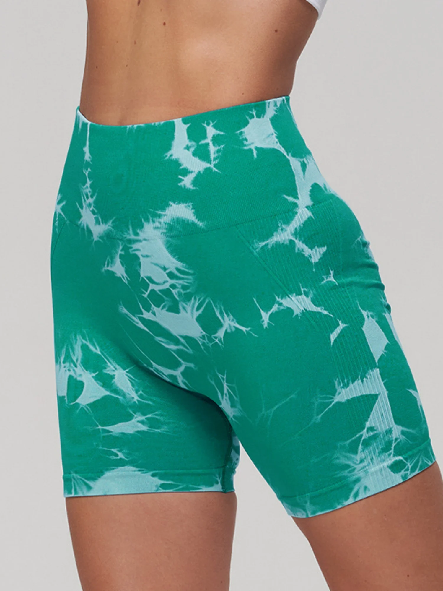 Seamless Tie-dye High-waisted, Tummy-flattening, And Butt-lifting Yoga Shorts - Image 6