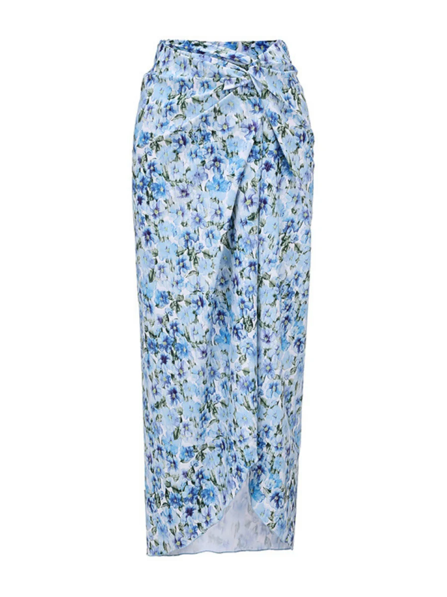 Floral-decorated Hollowed-out One-piece Swimsuit And Sun-protective Long Dress Two-piece Set - Image 6