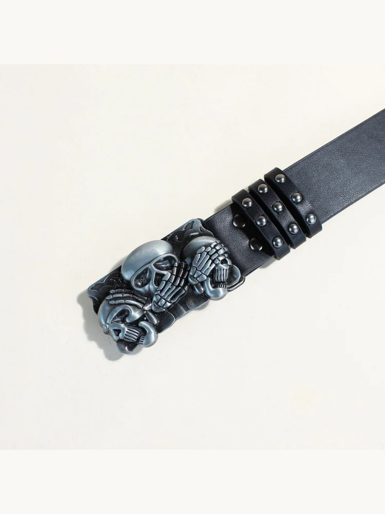 Skull Punk Snap Fasteners Belts - Image 3