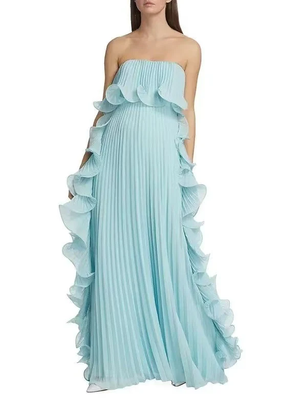 Pleated Strapless Maxi Dress - Image 6