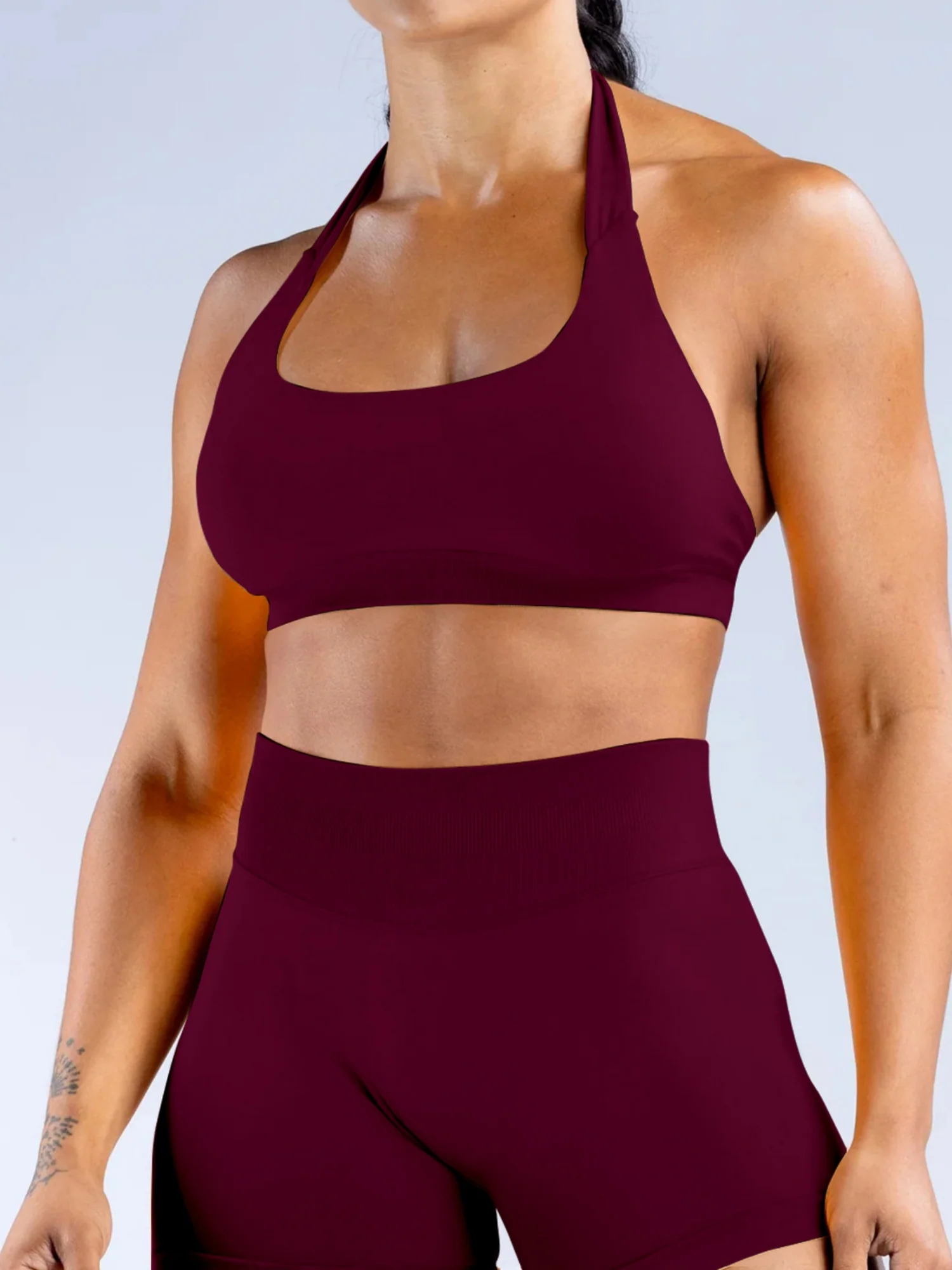 Seamless With Breast Pads Pleated Exercise Yoga Halter Bra Vest - Image 11
