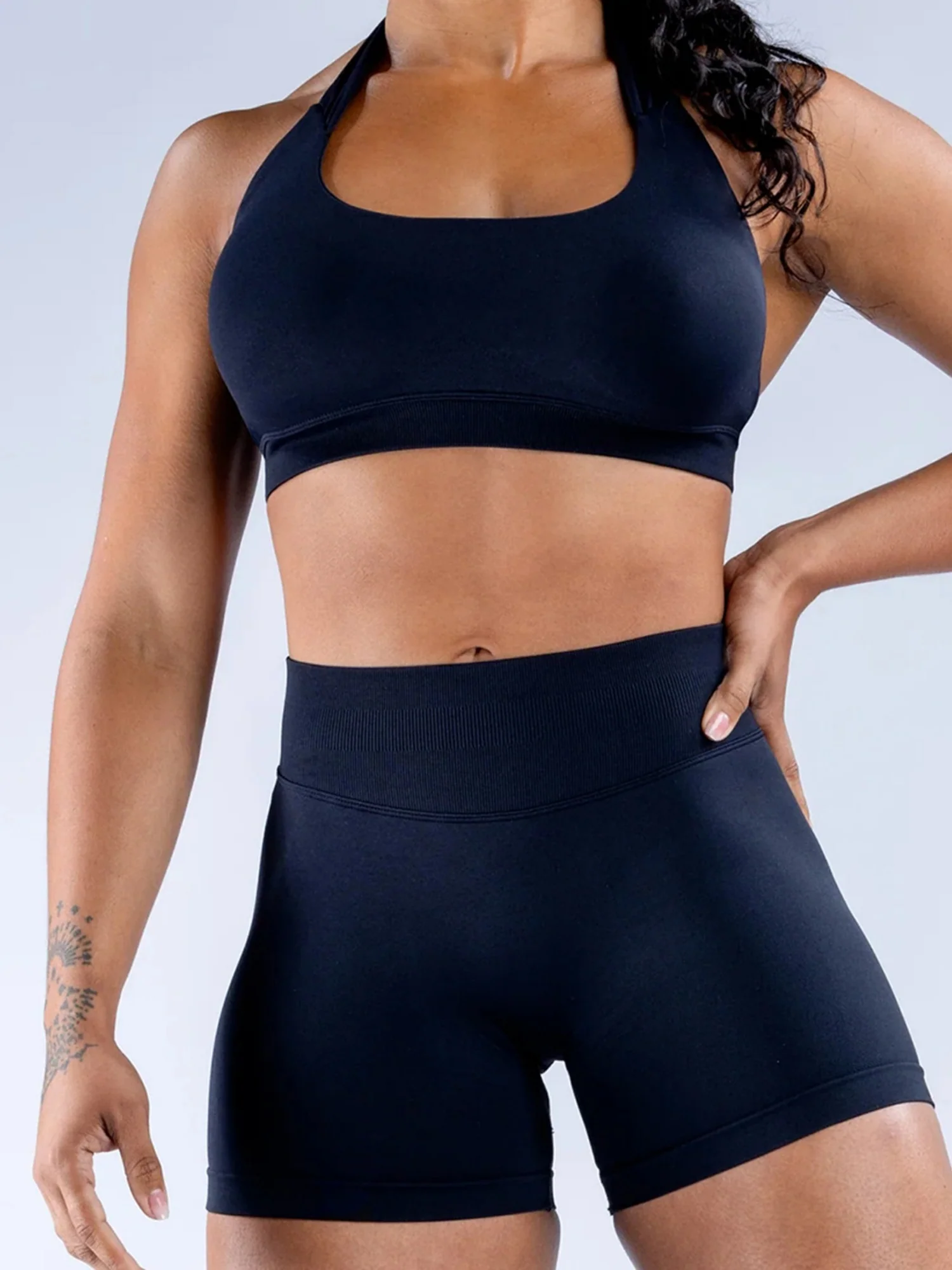 Seamless With Breast Pads Pleated Exercise Yoga Halter Bra Vest - Image 13