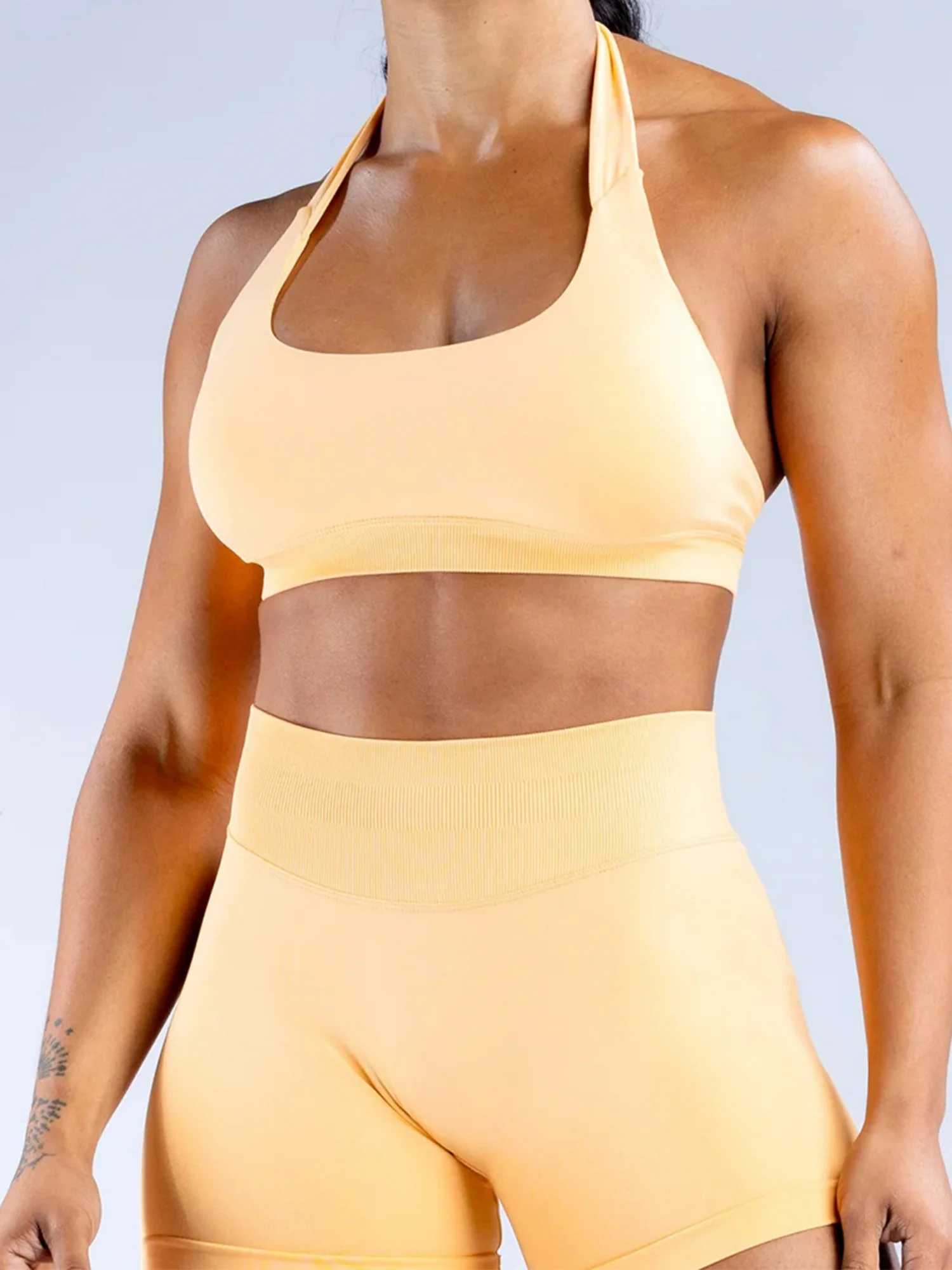 Seamless With Breast Pads Pleated Exercise Yoga Halter Bra Vest - Image 14