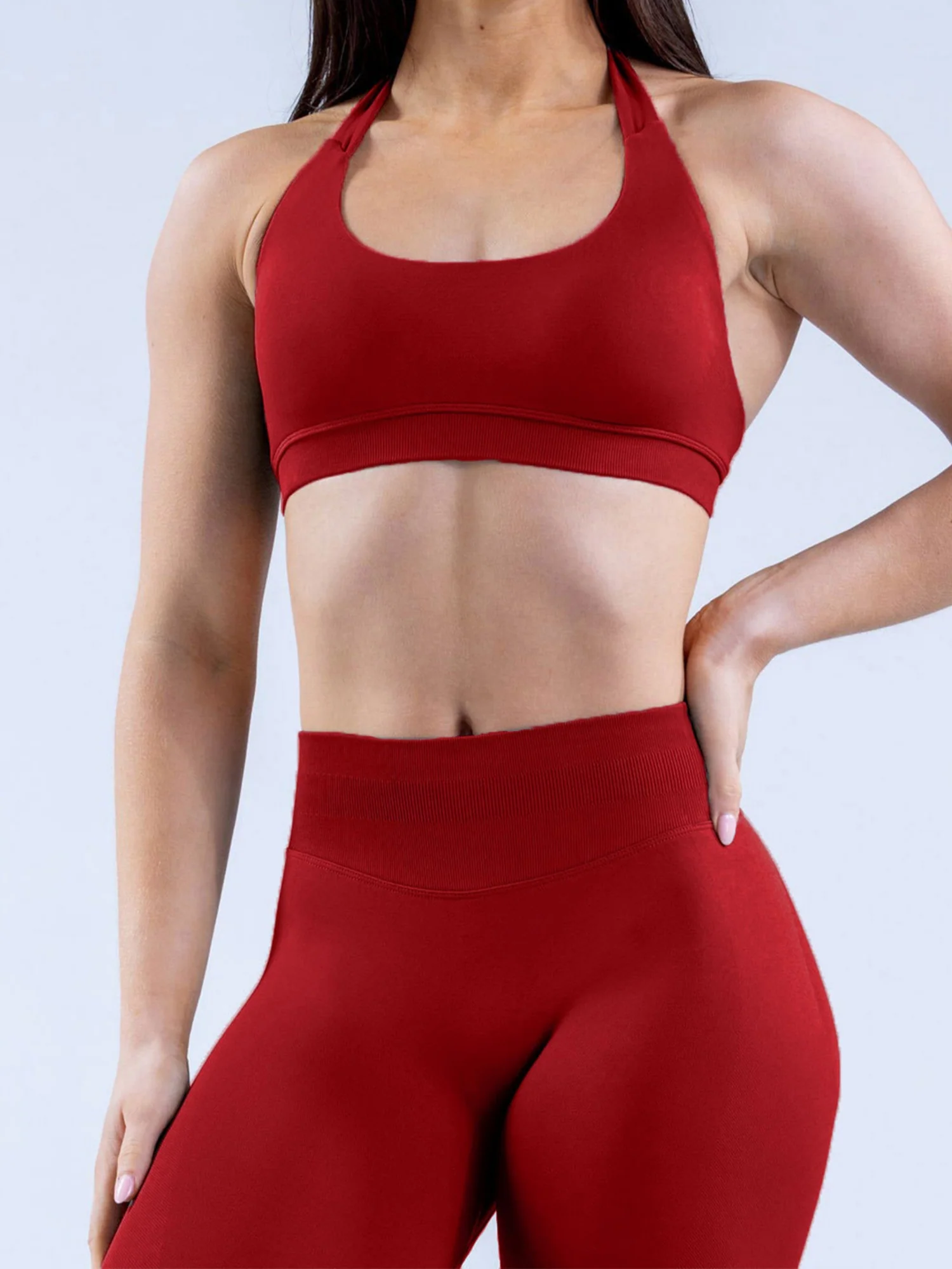 Seamless With Breast Pads Pleated Exercise Yoga Halter Bra Vest - Image 16