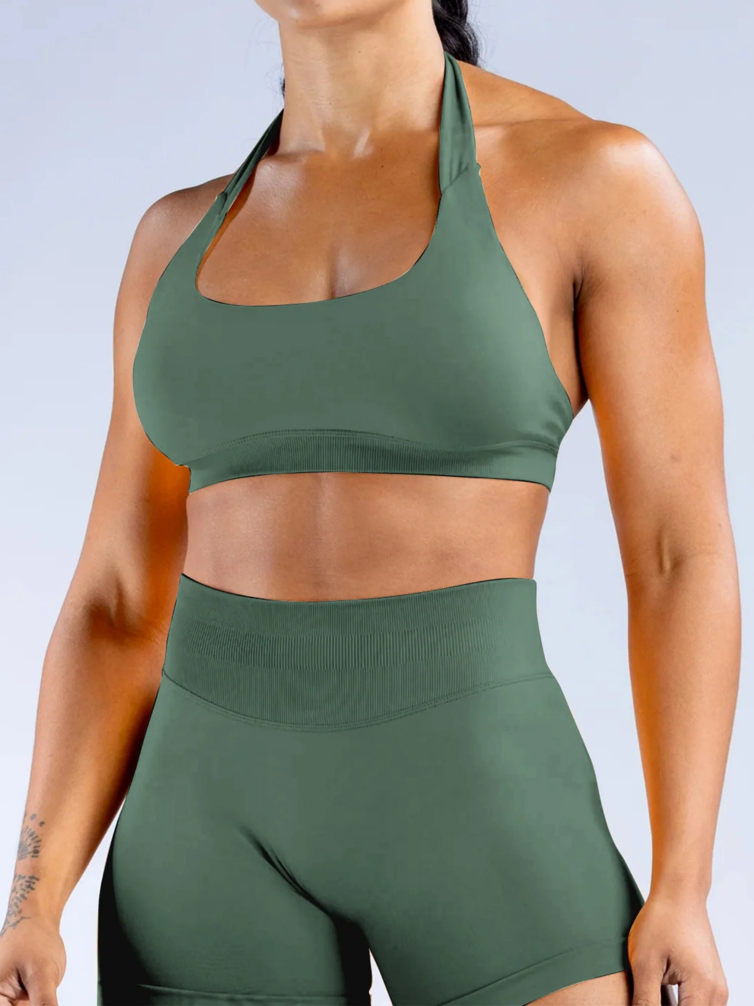 Seamless With Breast Pads Pleated Exercise Yoga Halter Bra Vest - Image 17