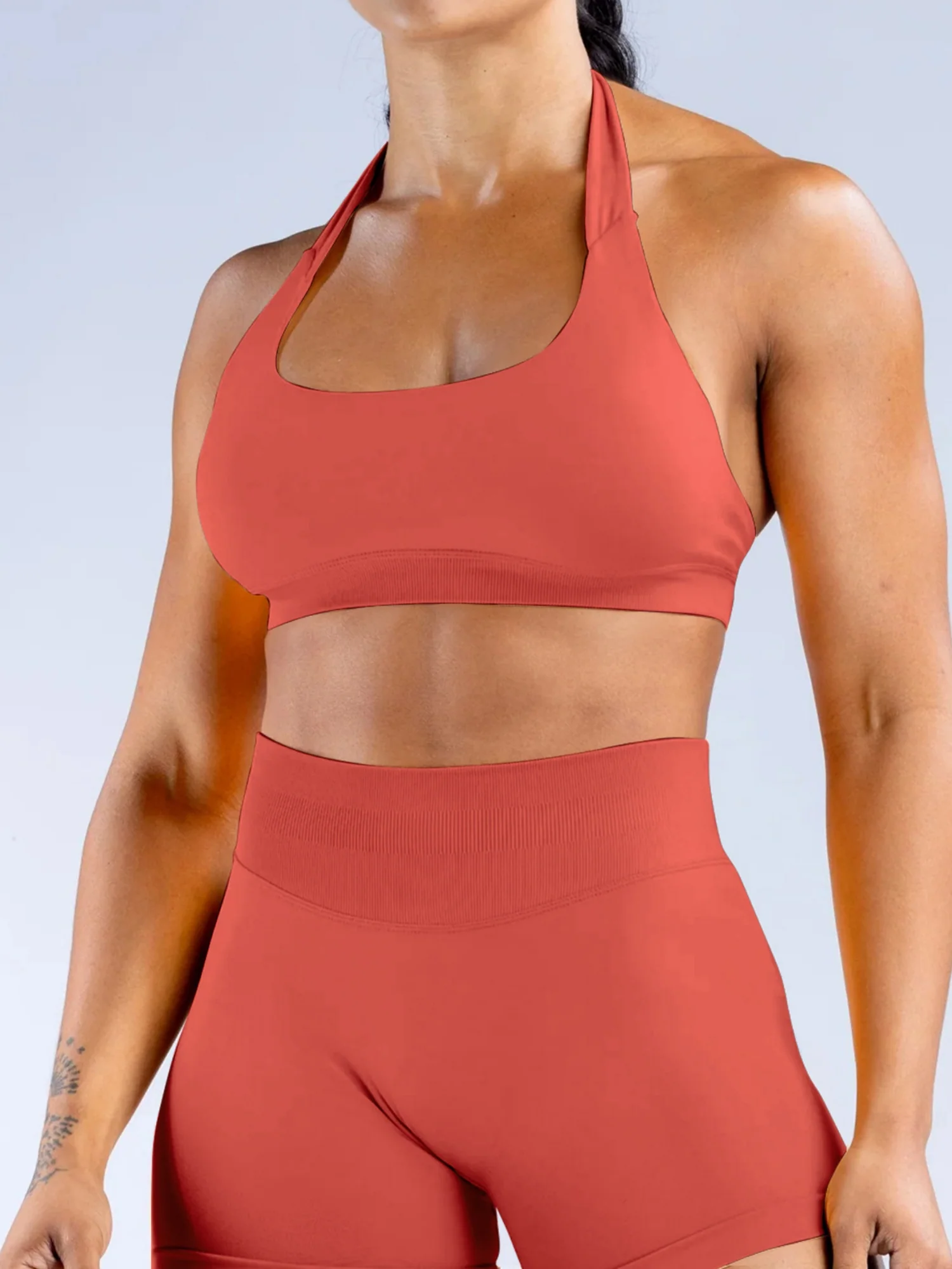 Seamless With Breast Pads Pleated Exercise Yoga Halter Bra Vest - Image 18