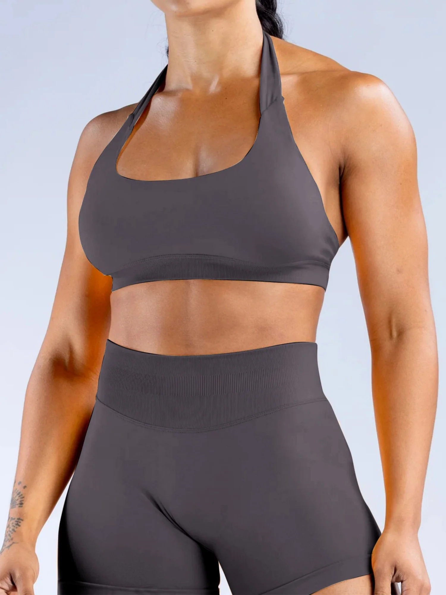Seamless With Breast Pads Pleated Exercise Yoga Halter Bra Vest - Image 20