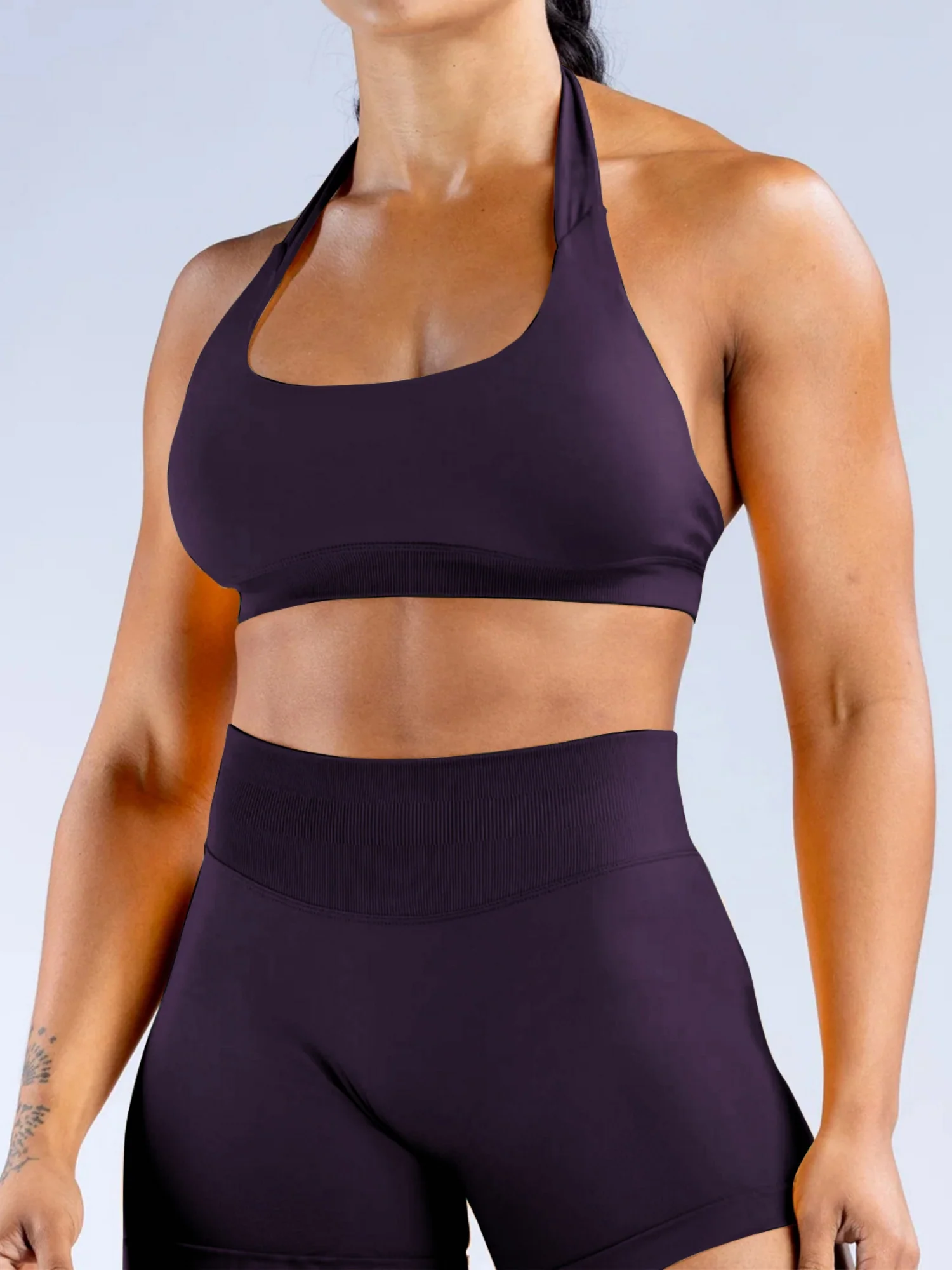 Seamless With Breast Pads Pleated Exercise Yoga Halter Bra Vest - Image 21