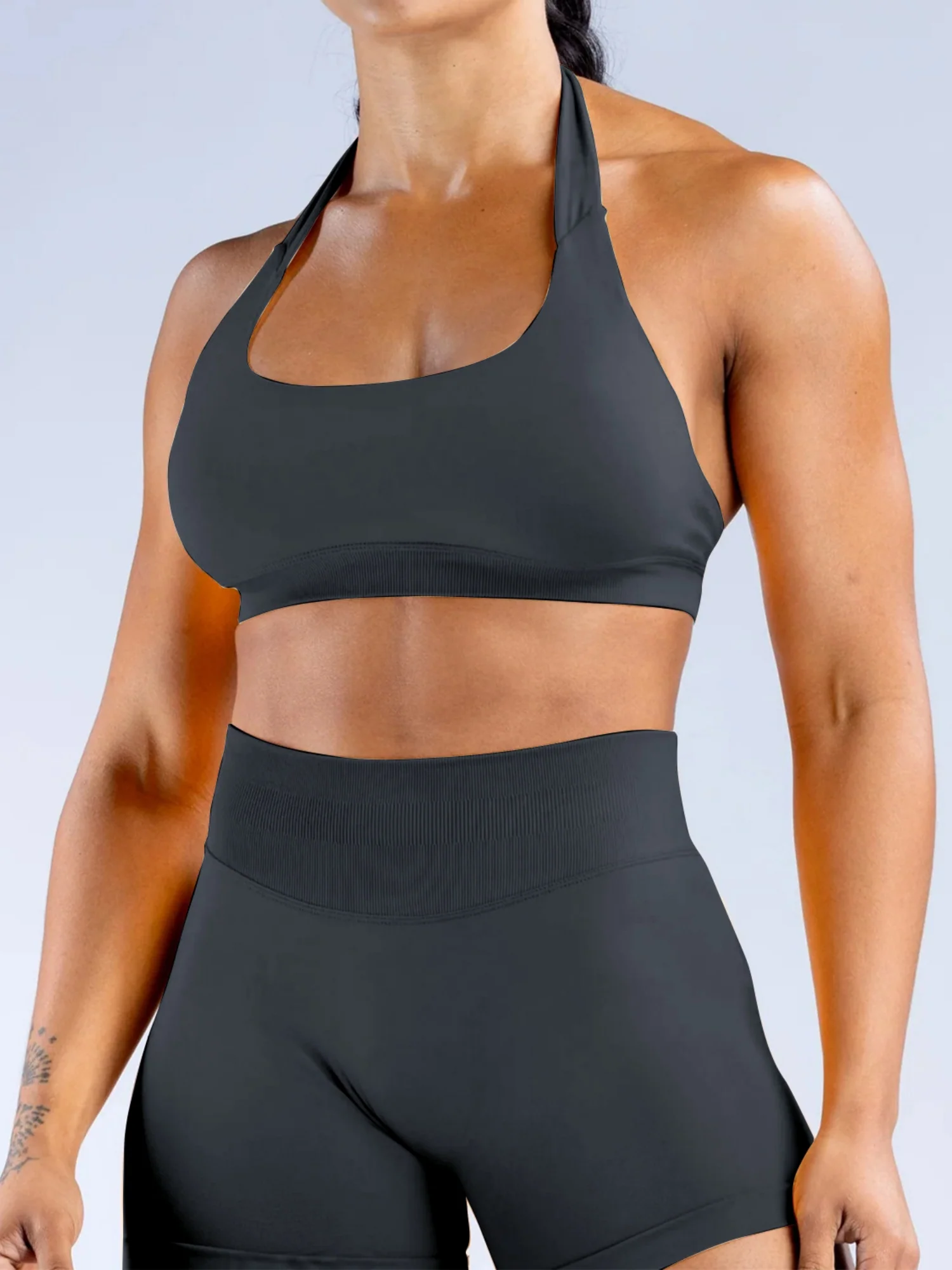Seamless With Breast Pads Pleated Exercise Yoga Halter Bra Vest - Image 24